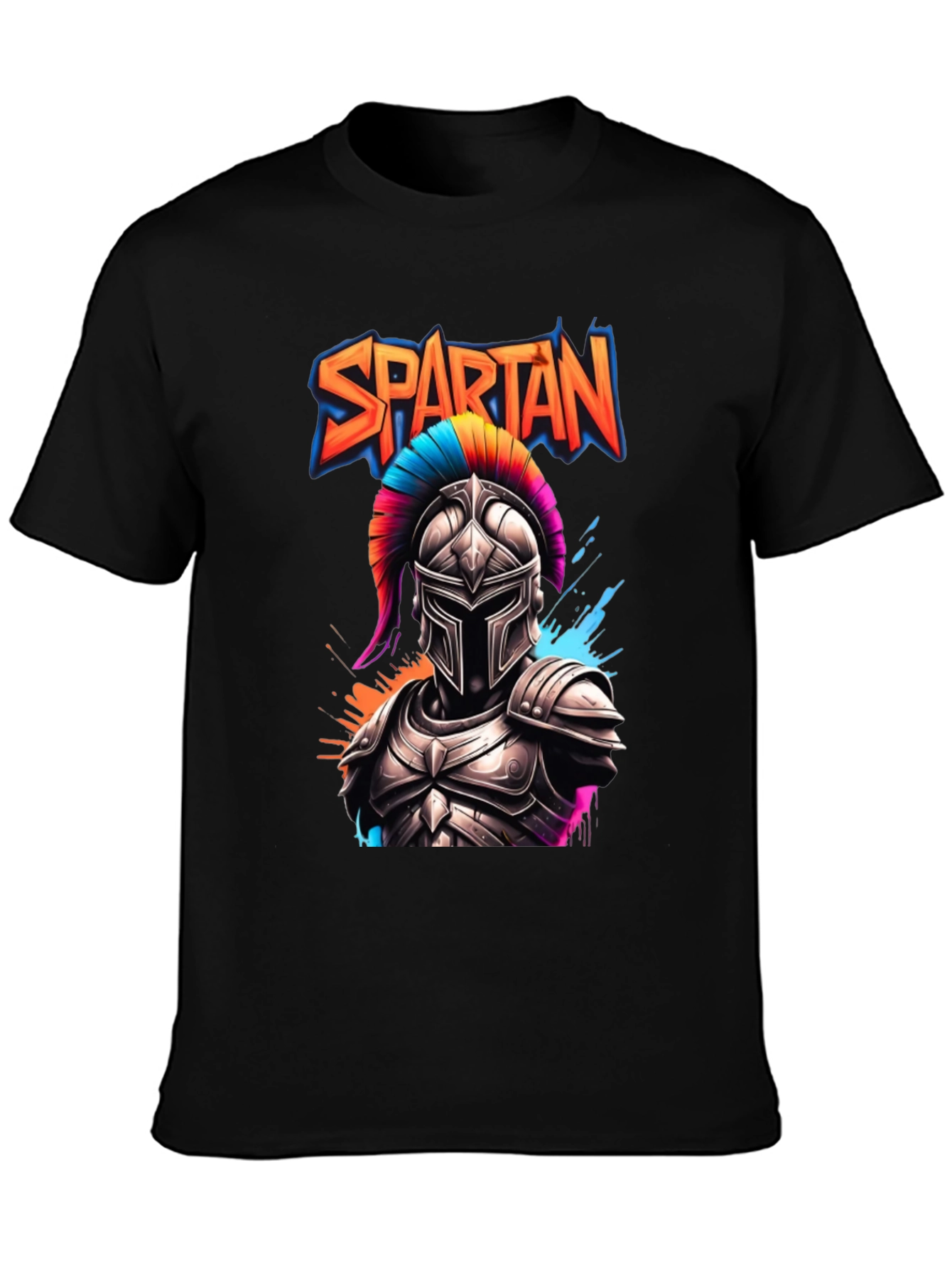 Black Spartan Warrior Graphic T-Shirt view 3