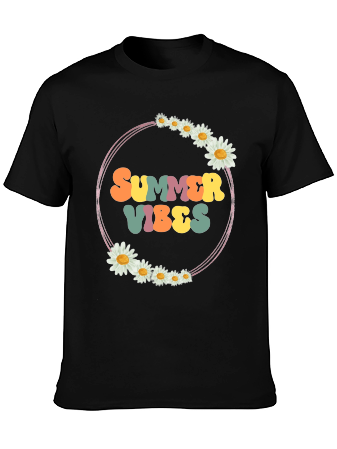 Black Summer Vibes Daisy Graphic Tee view 3