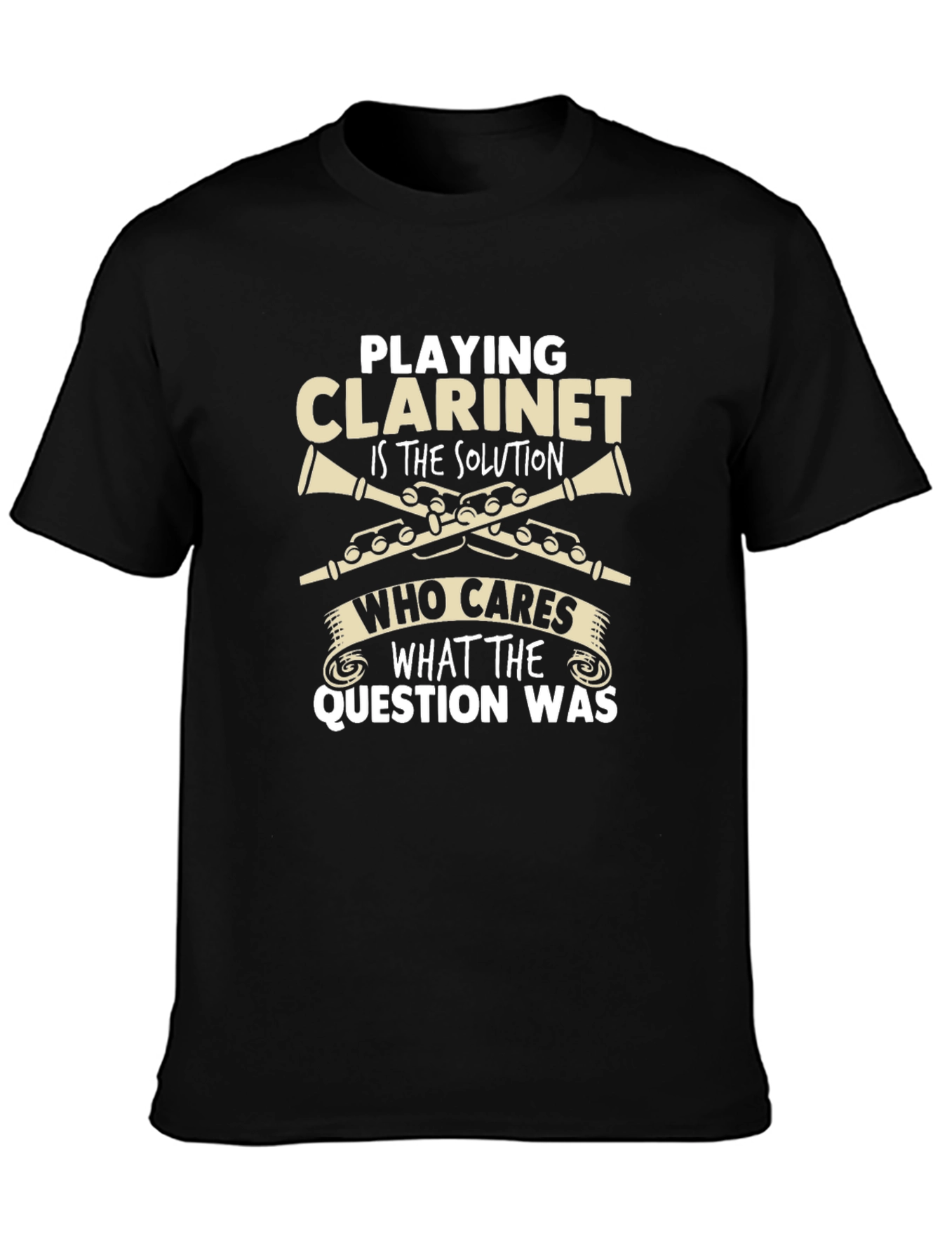 Black Clarine Playing Is The Solution Novelty Graphic T-Shirt view 3