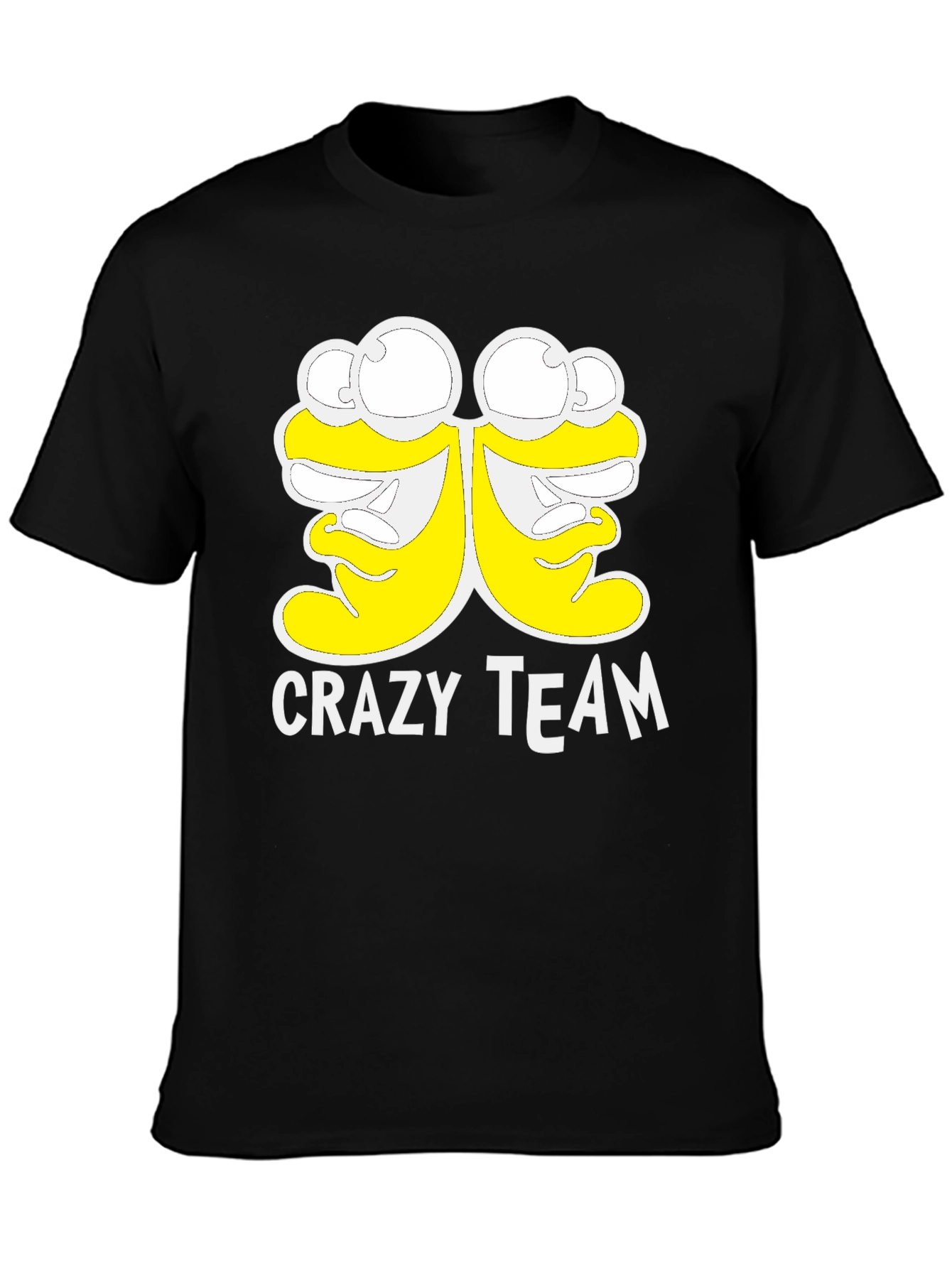 Black Crazy Team Graphic Tee - Soft Black Cotton T-Shirt view 3
