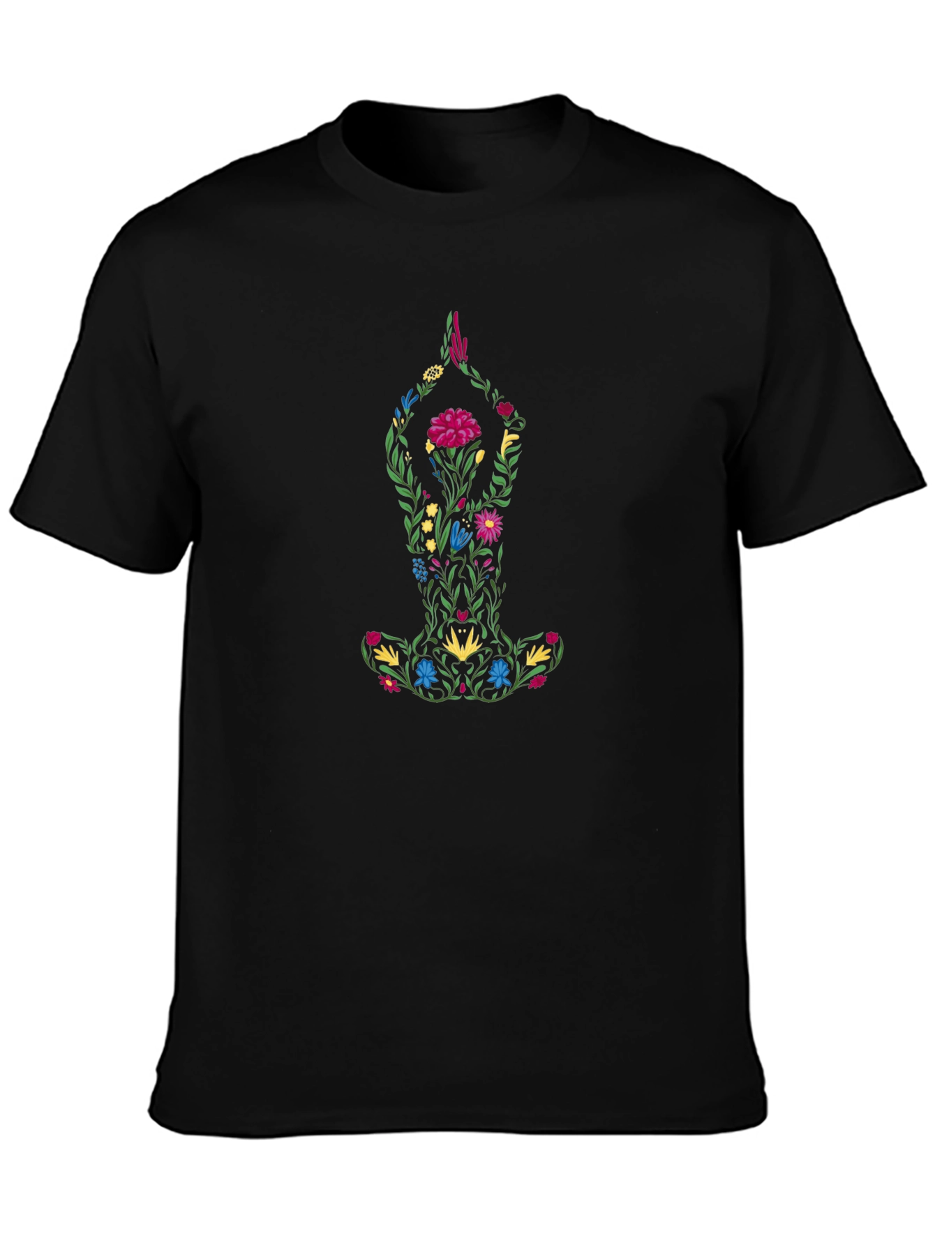 Black Floral Yoga Pose Graphic Tee - Unisex view 3