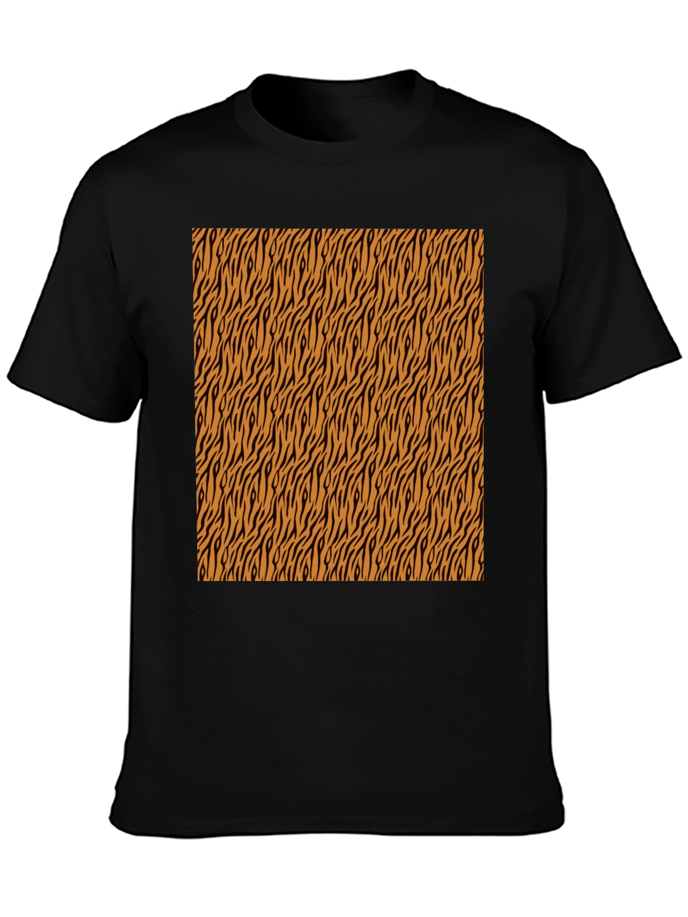 Black Tiger Stripe Pattern Black T-Shirt view 3