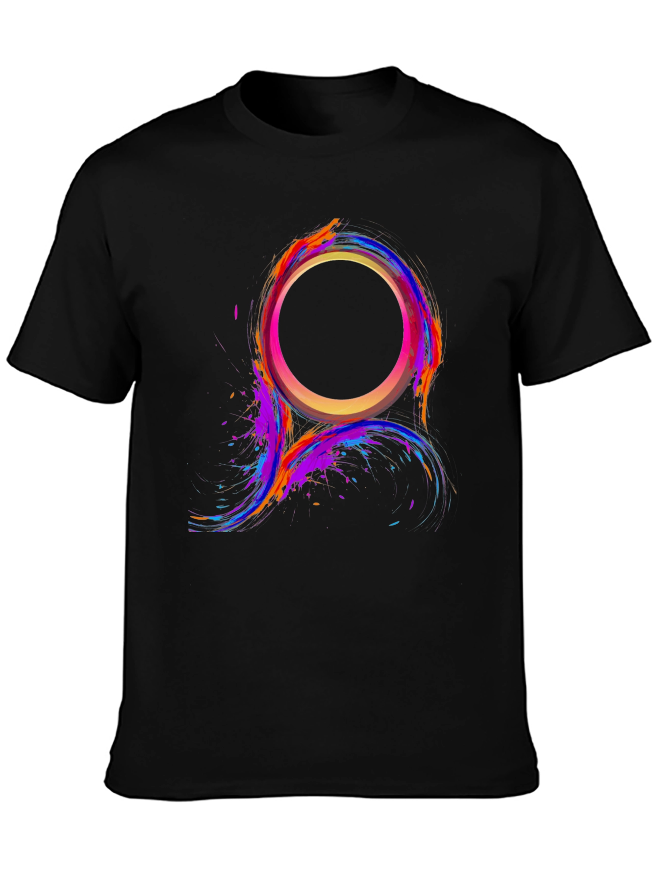Black Abstract Color Burst Circle T-Shirt view 3