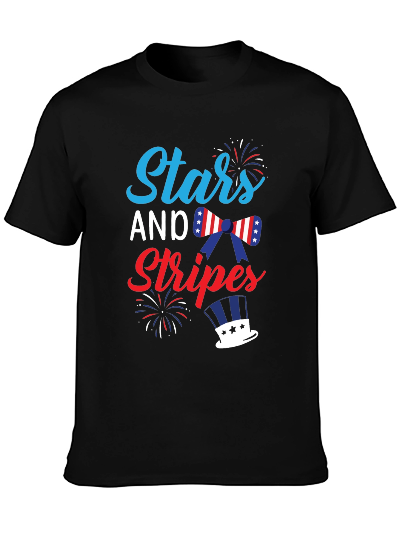 Black Stars and Stripes Patriotic Graphic T-Shirt view 3