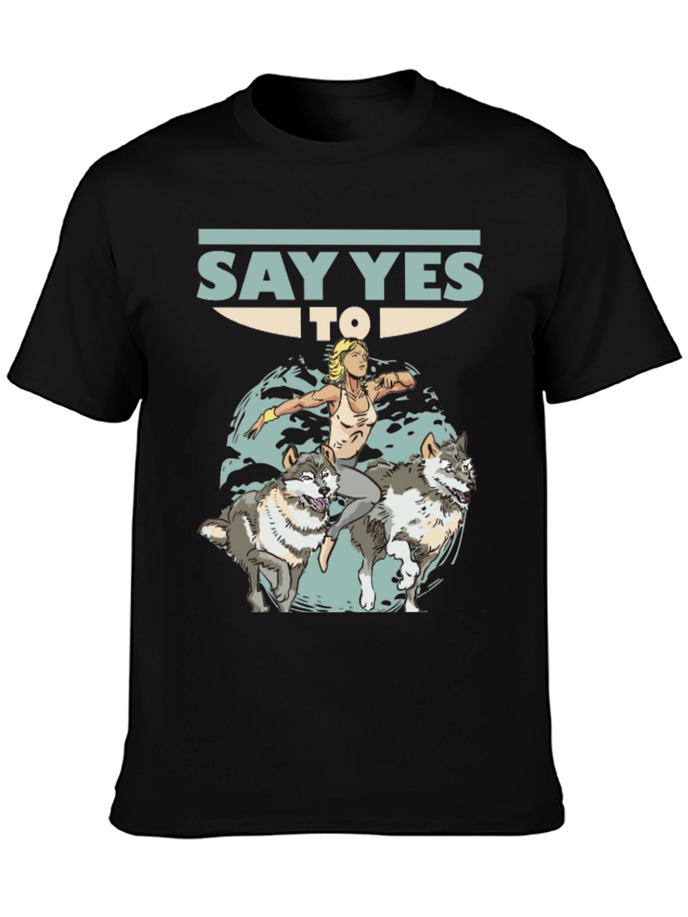 Black Say Yes To Wolves Graphic Tee - Unisex Black T-Shirt view 3