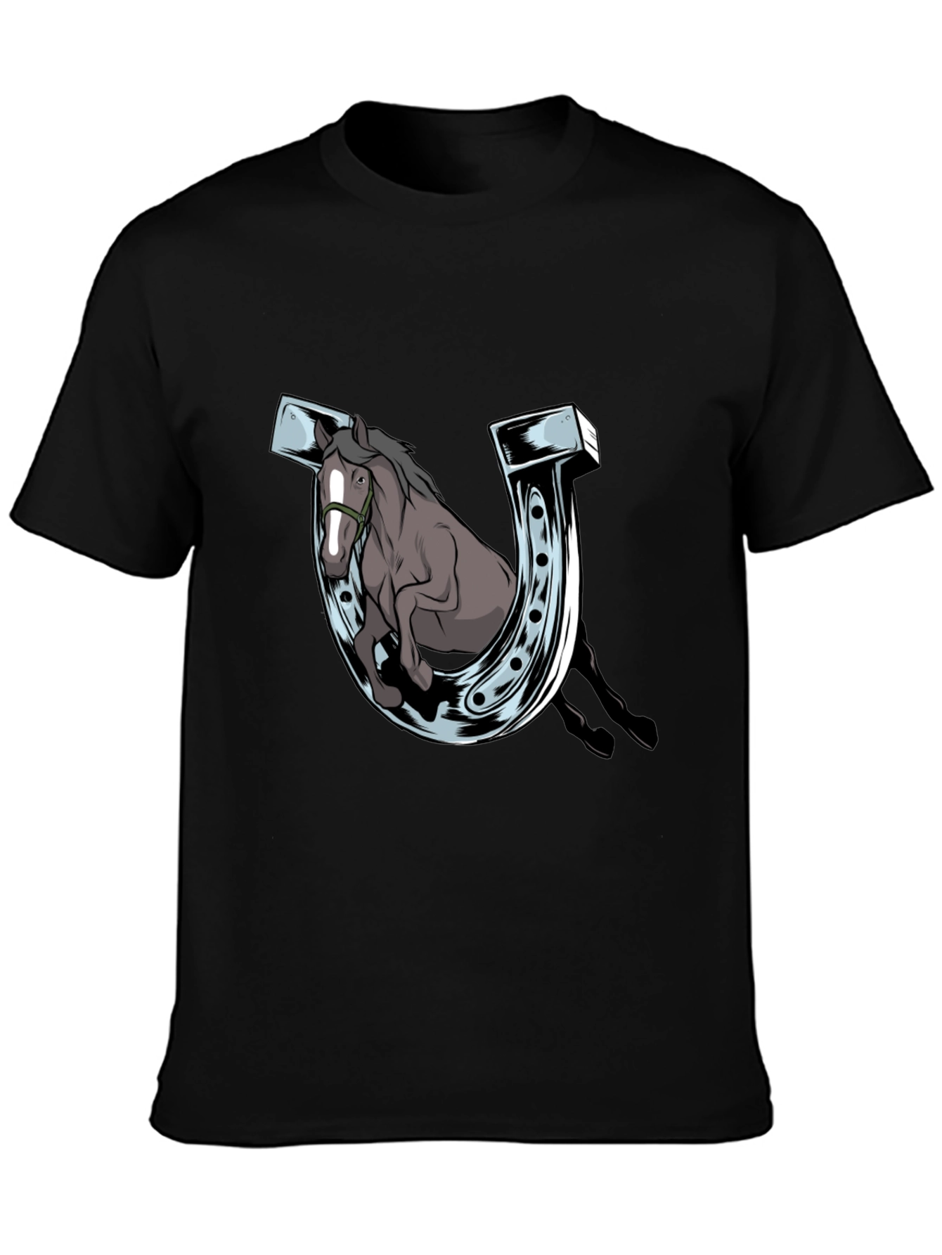 Black Horse and Horseshoe Graphic Tee view 3