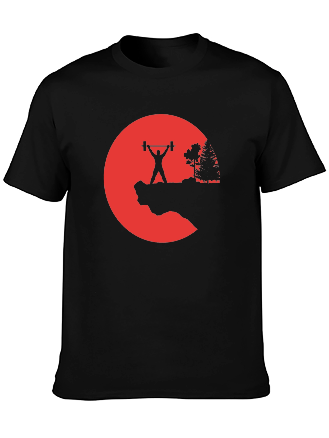 Black Weightlifting Silhouette Graphic T-Shirt view 3