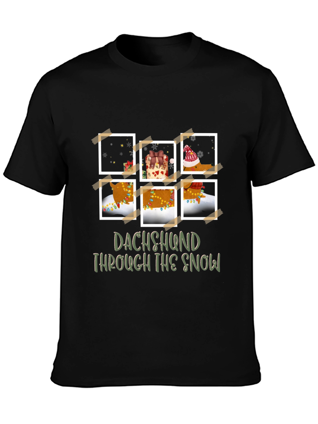 Black Dachshund Through The Snow T-Shirt view 3