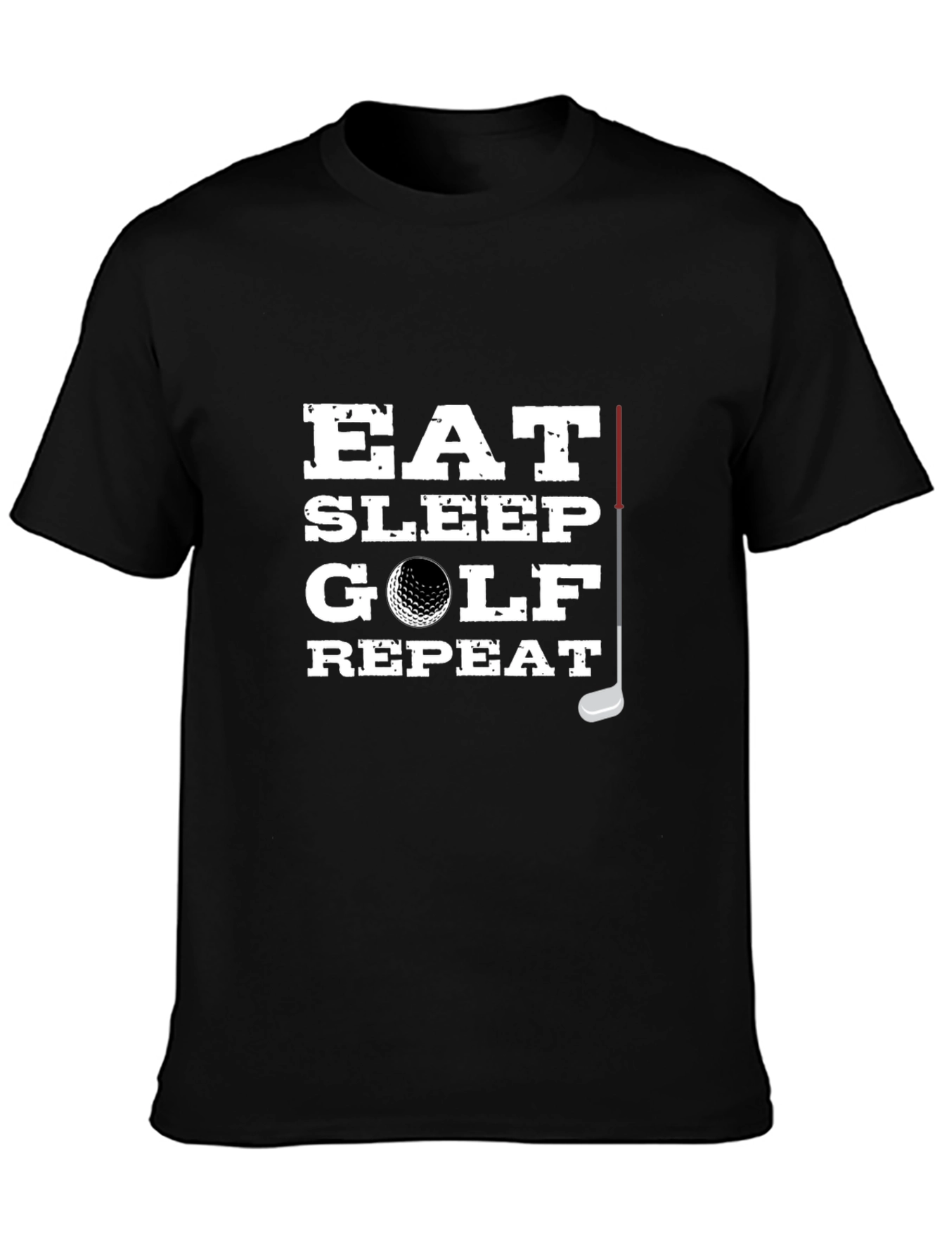 Black Eat Sleep Golf Repeat Black T-Shirt for Golf Lovers view 3