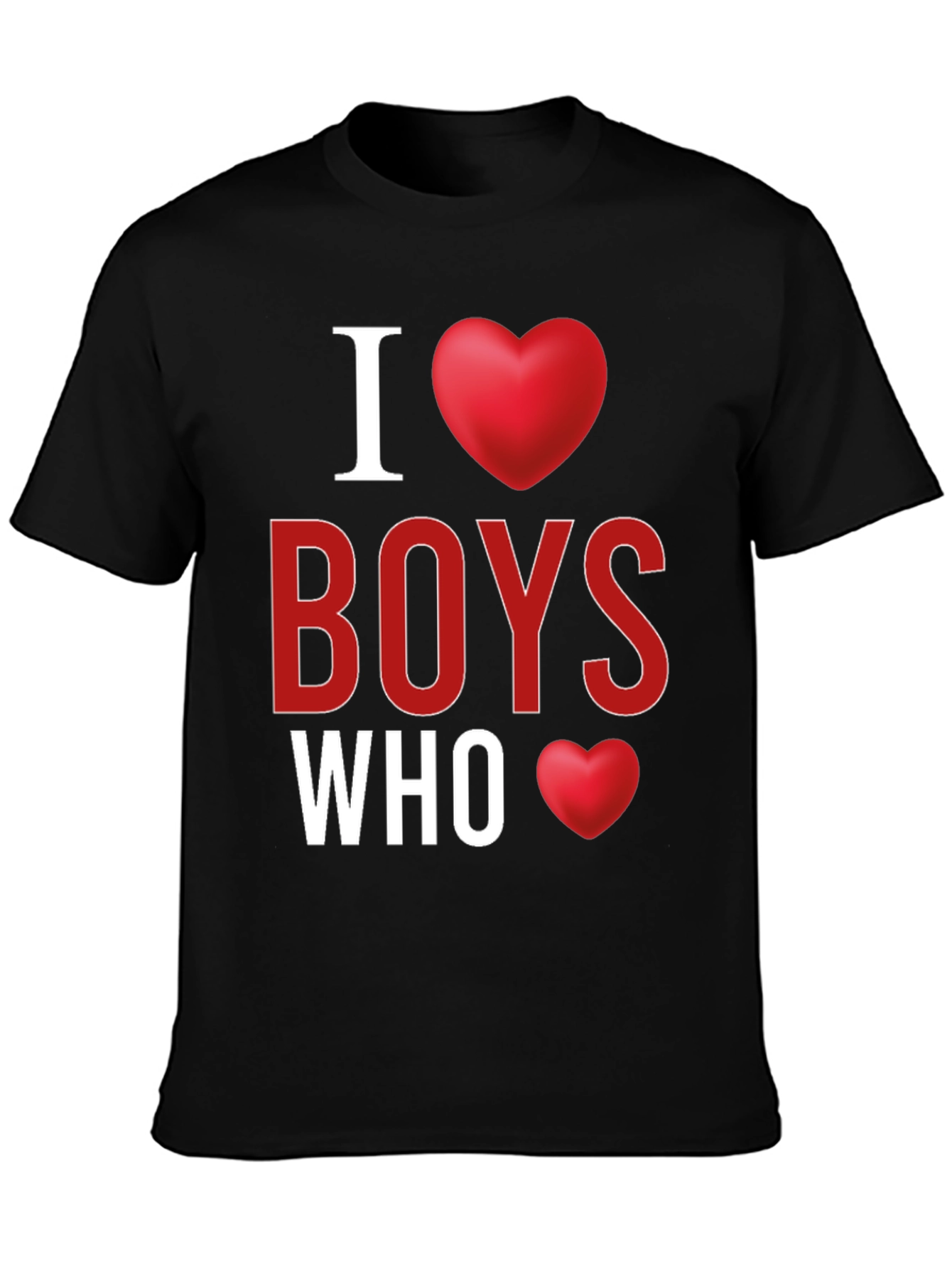Black I Heart Boys Who T-Shirt - Novelty Graphic Tee view 3