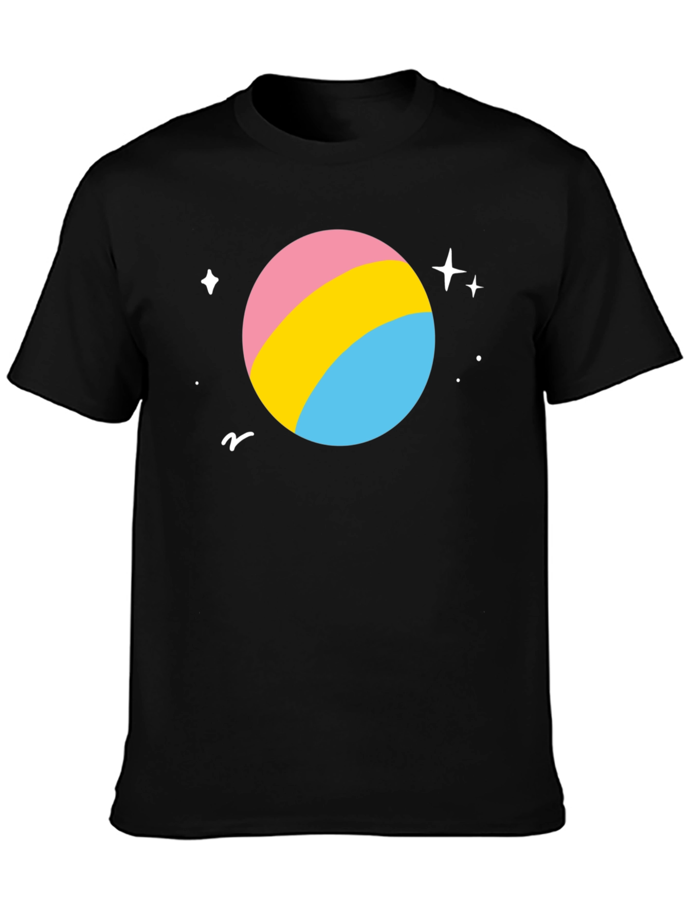 Black Pansexual Pride Planet T-Shirt - Black view 3