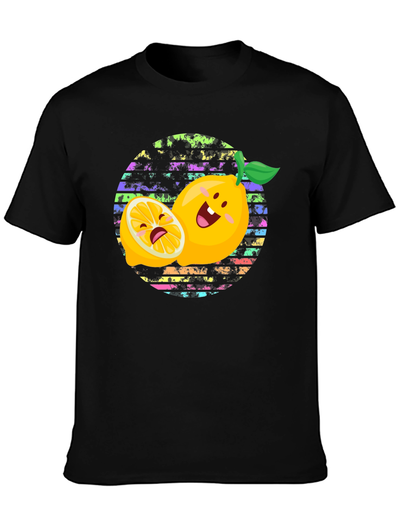 Black Funny Lemon Graphic Tee - Unisex Black T-Shirt view 3