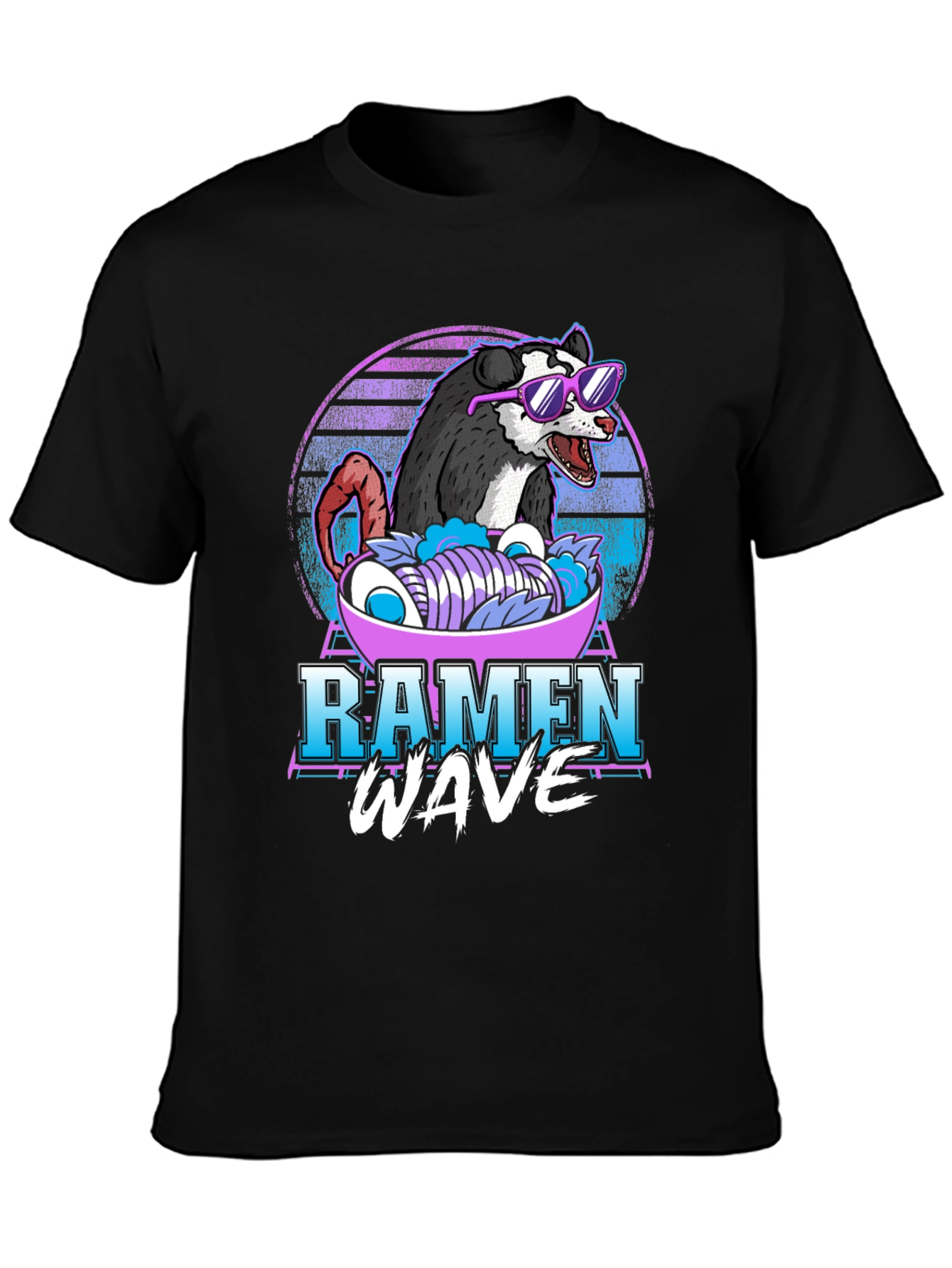Black Ramen Wave Opossum T-Shirt view 3