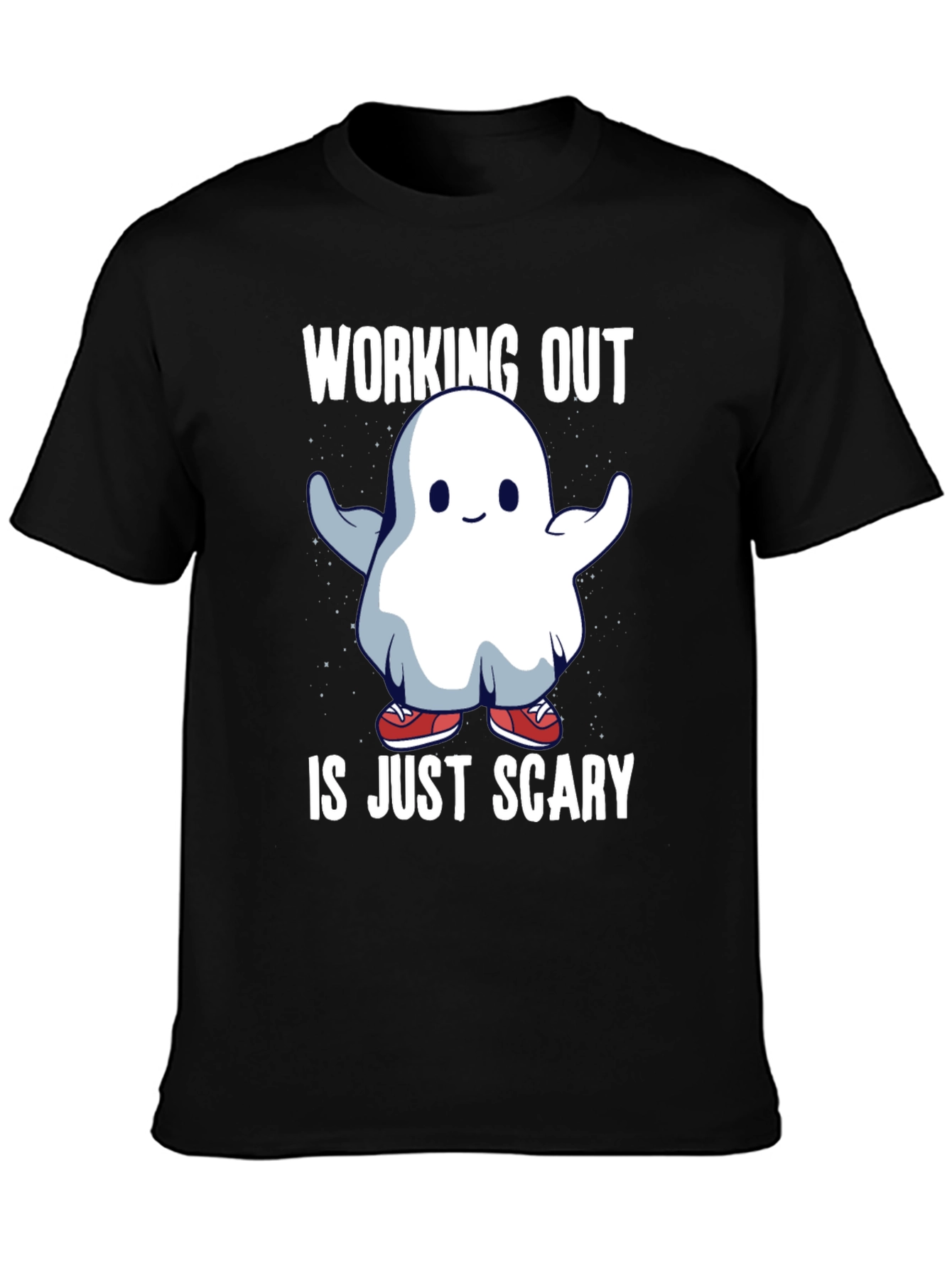 Black Workout Ghost T-Shirt - Scary Gym Humor Tee view 3