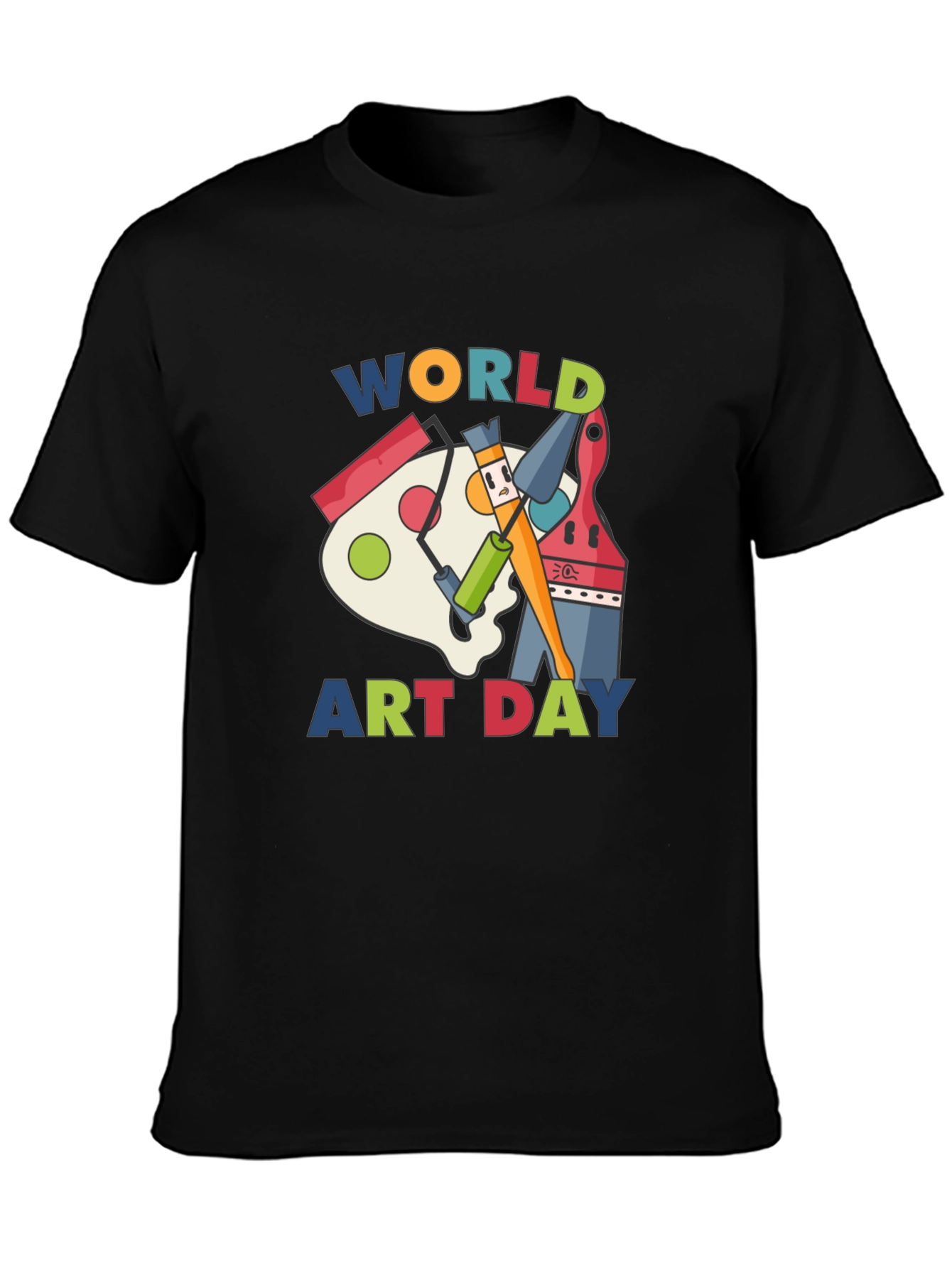 Black World Art Day Black T-Shirt view 3