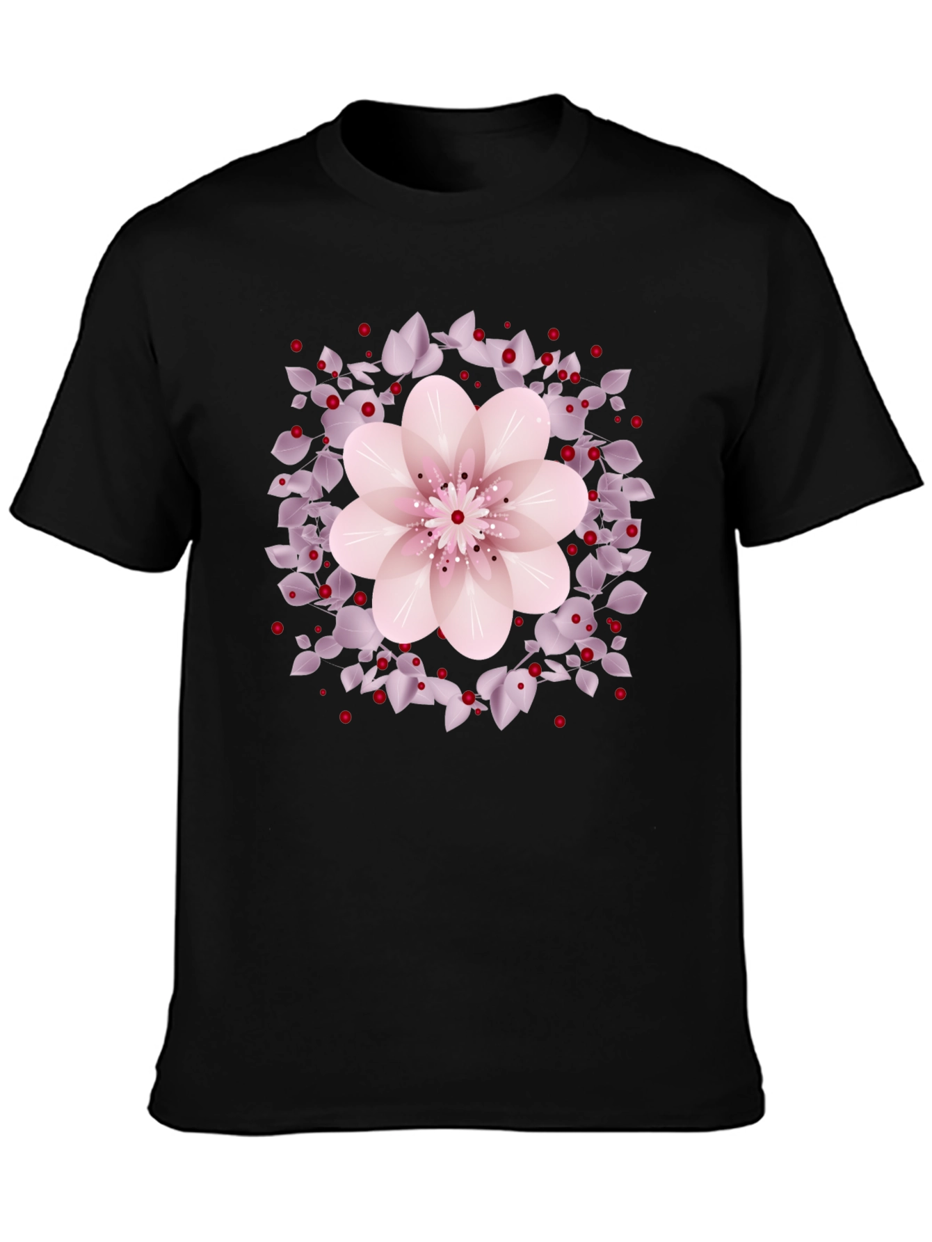 Black Floral Print Black T-Shirt view 3