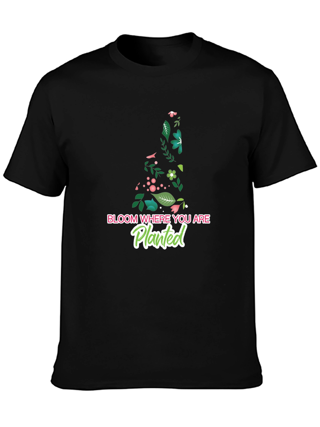 Black Bloom Where You Are Planted T-Shirt view 3
