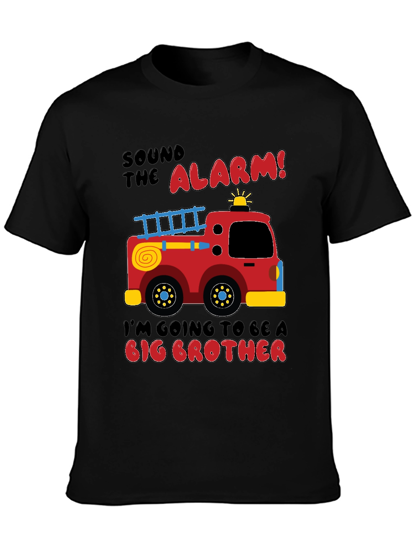 Black Big Brother Firetruck Announcement T-Shirt view 3