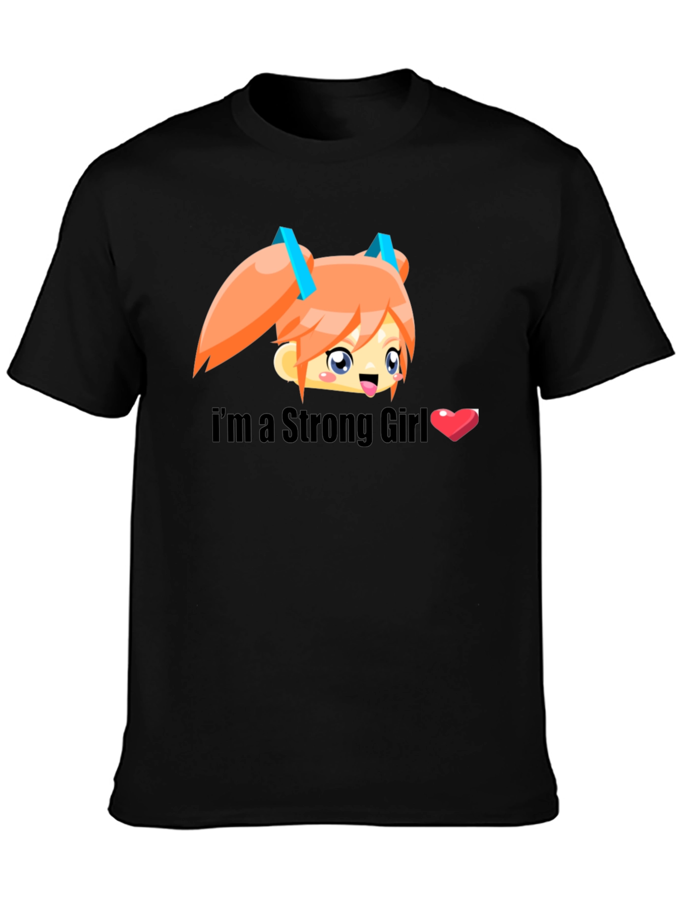 Black I'm a Strong Girl Black T-Shirt view 3
