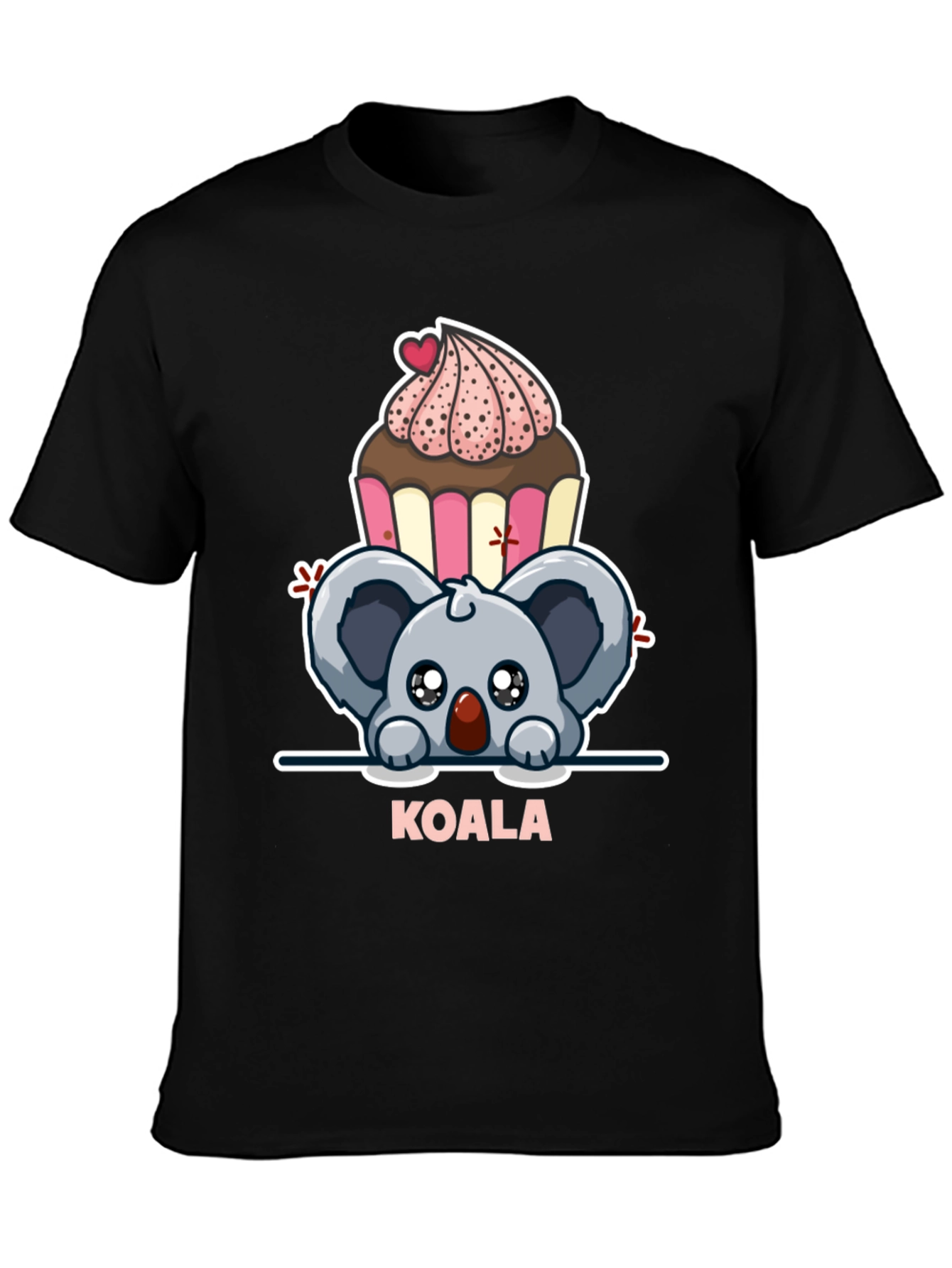 Black Koala & Cupcake Graphic Tee - Sweet Kawaii Style view 3