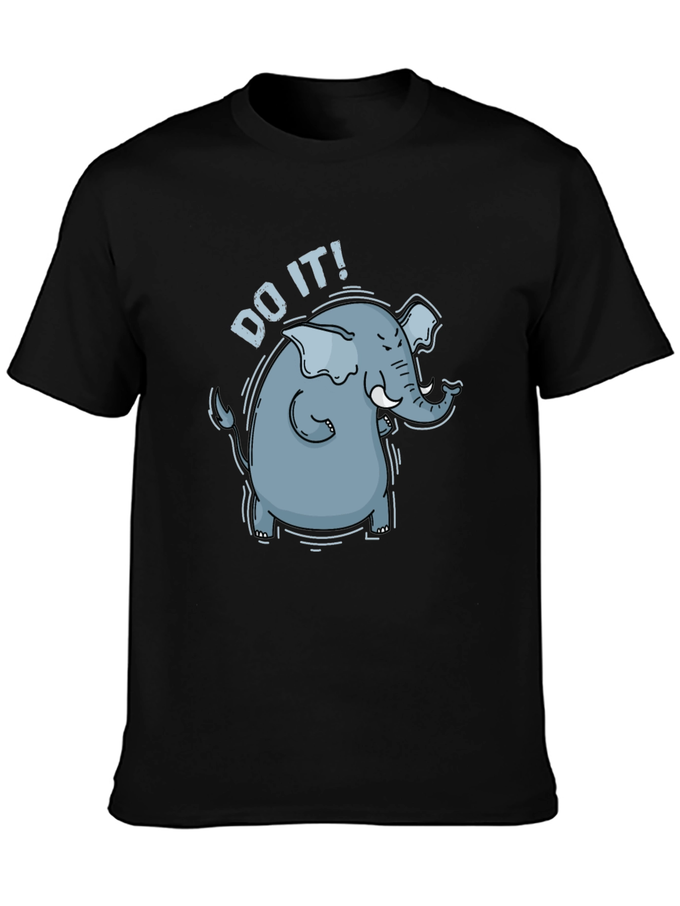 Black Motivational Elephant Graphic Tee - "Do It!" Black T-Shirt view 3