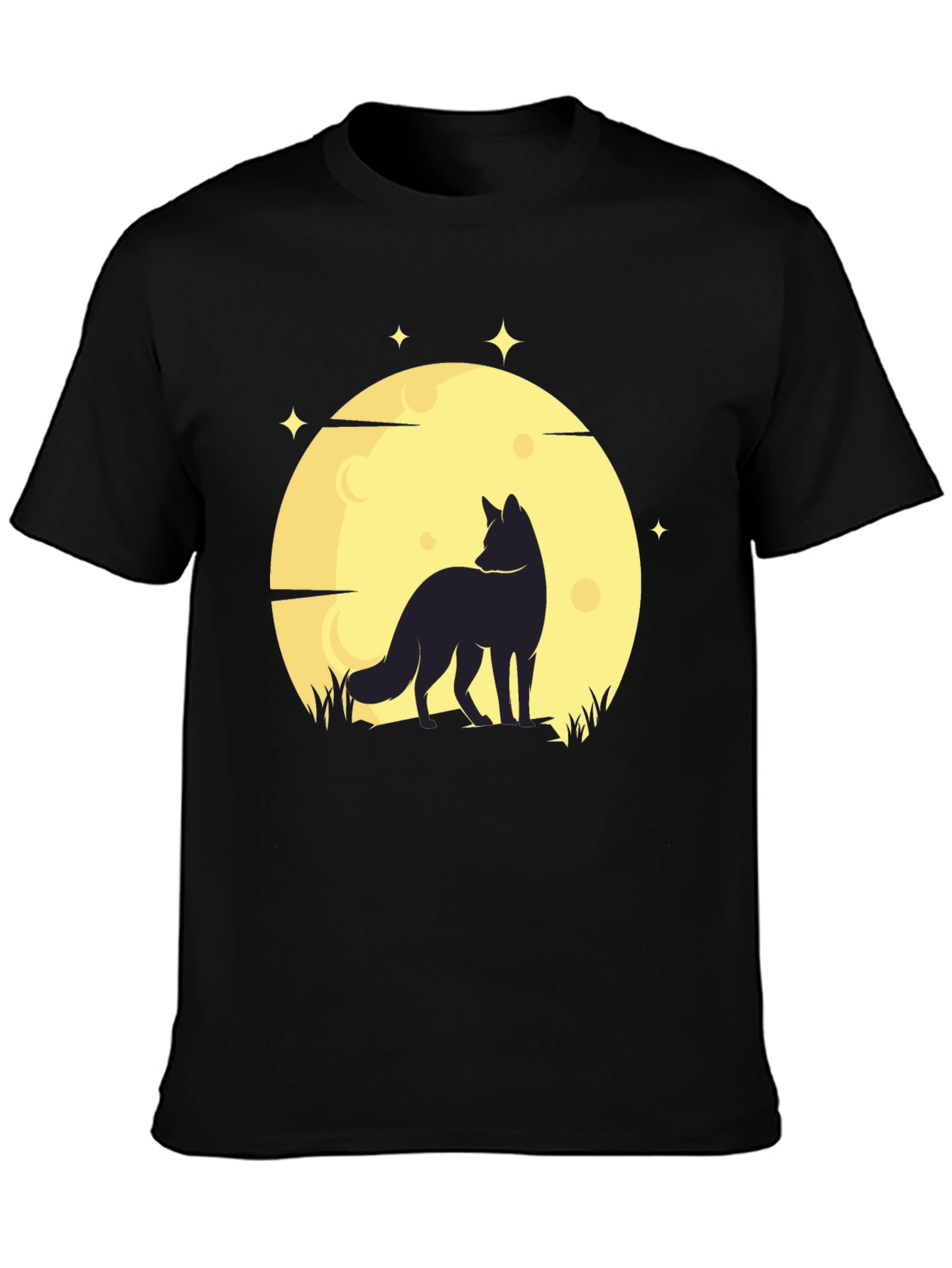 Black Men's Black Fox & Moon Graphic T-Shirt view 3