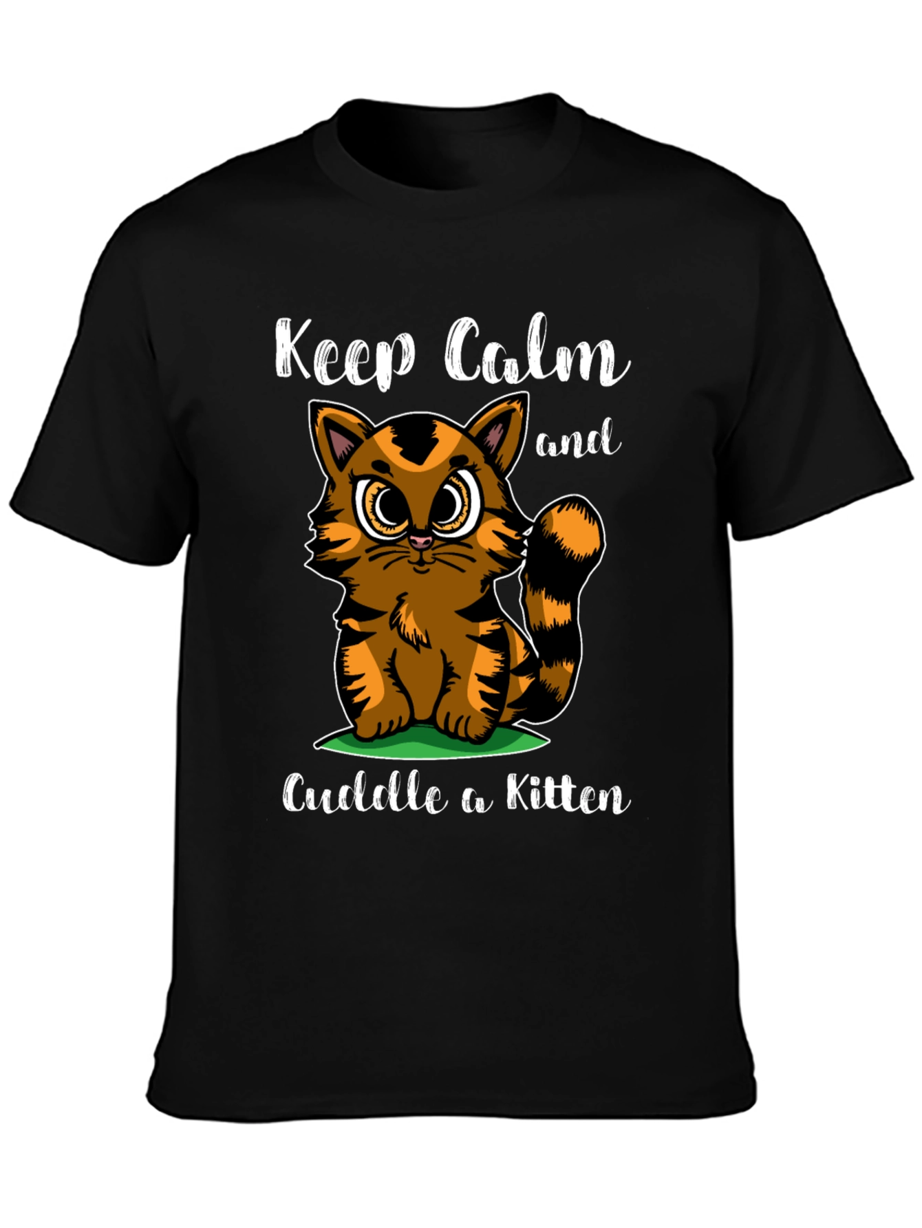 Black Keep Calm Kitten Graphic T-Shirt view 3