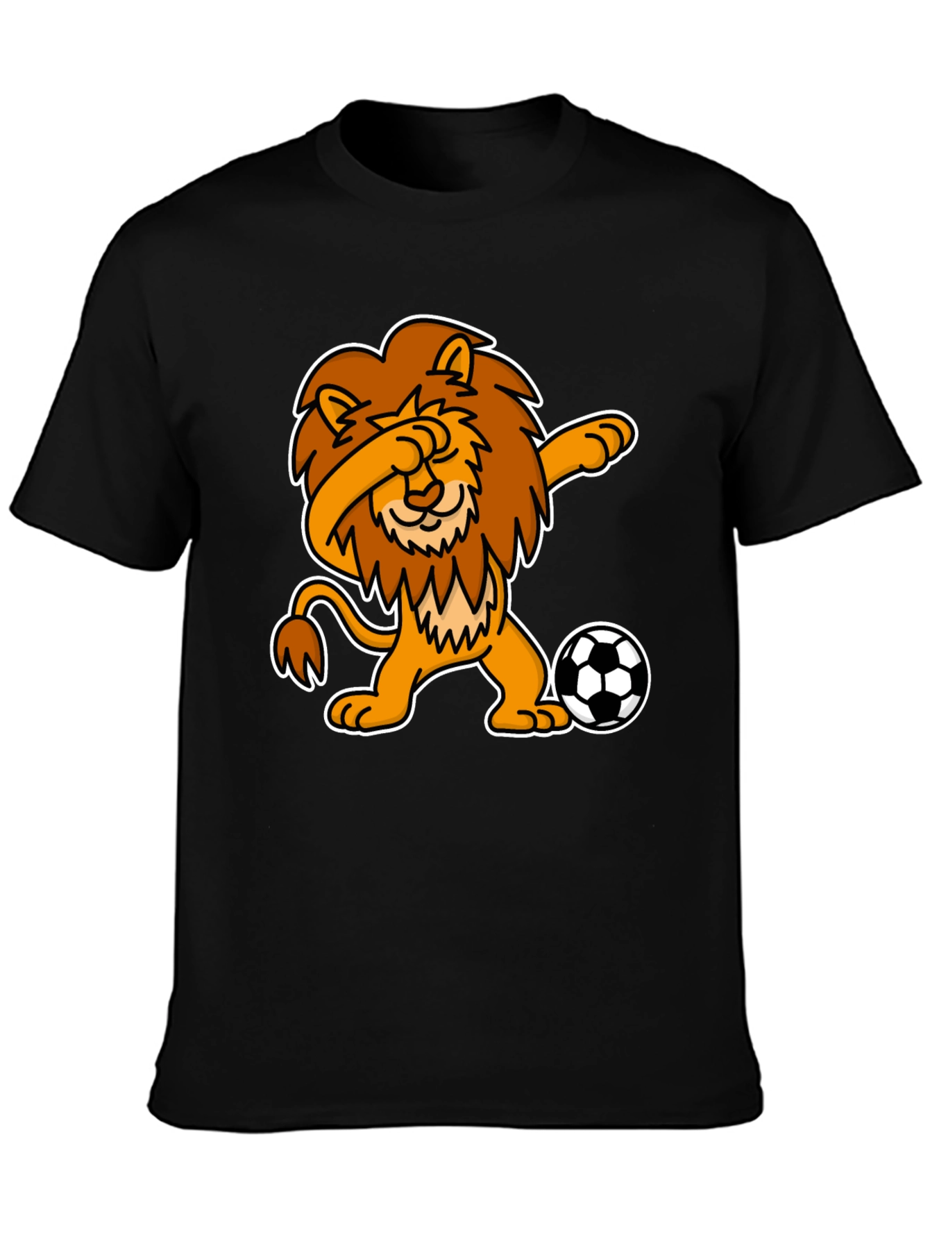 Black Dabbing Lion Soccer T-Shirt - Black view 3