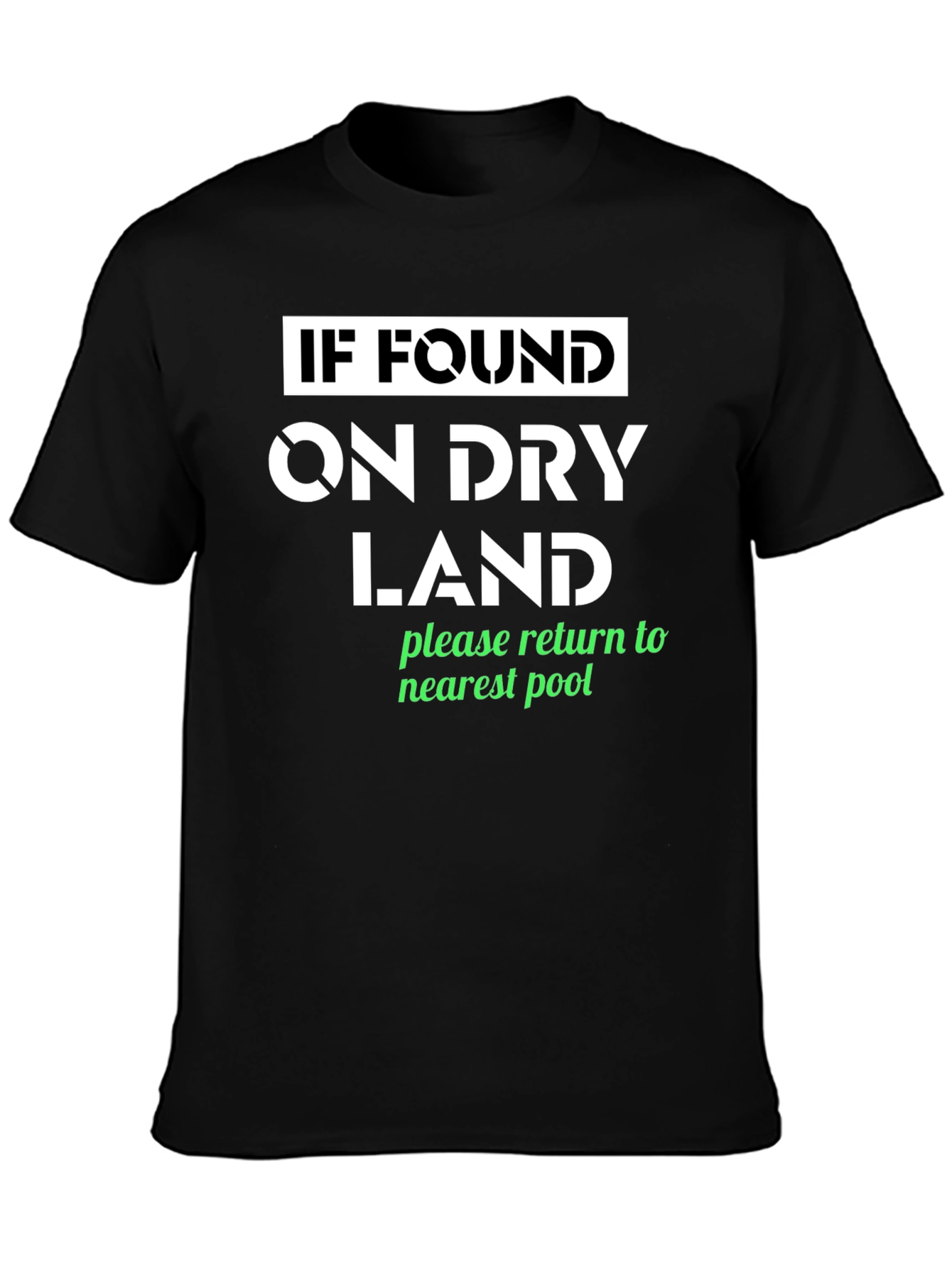 Black Funny Dry Land Pool T-Shirt view 3