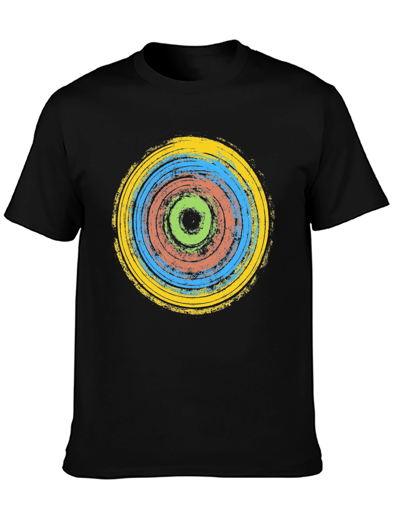 Black Abstract Rings Graphic Tee - Black Cotton T-Shirt view 3