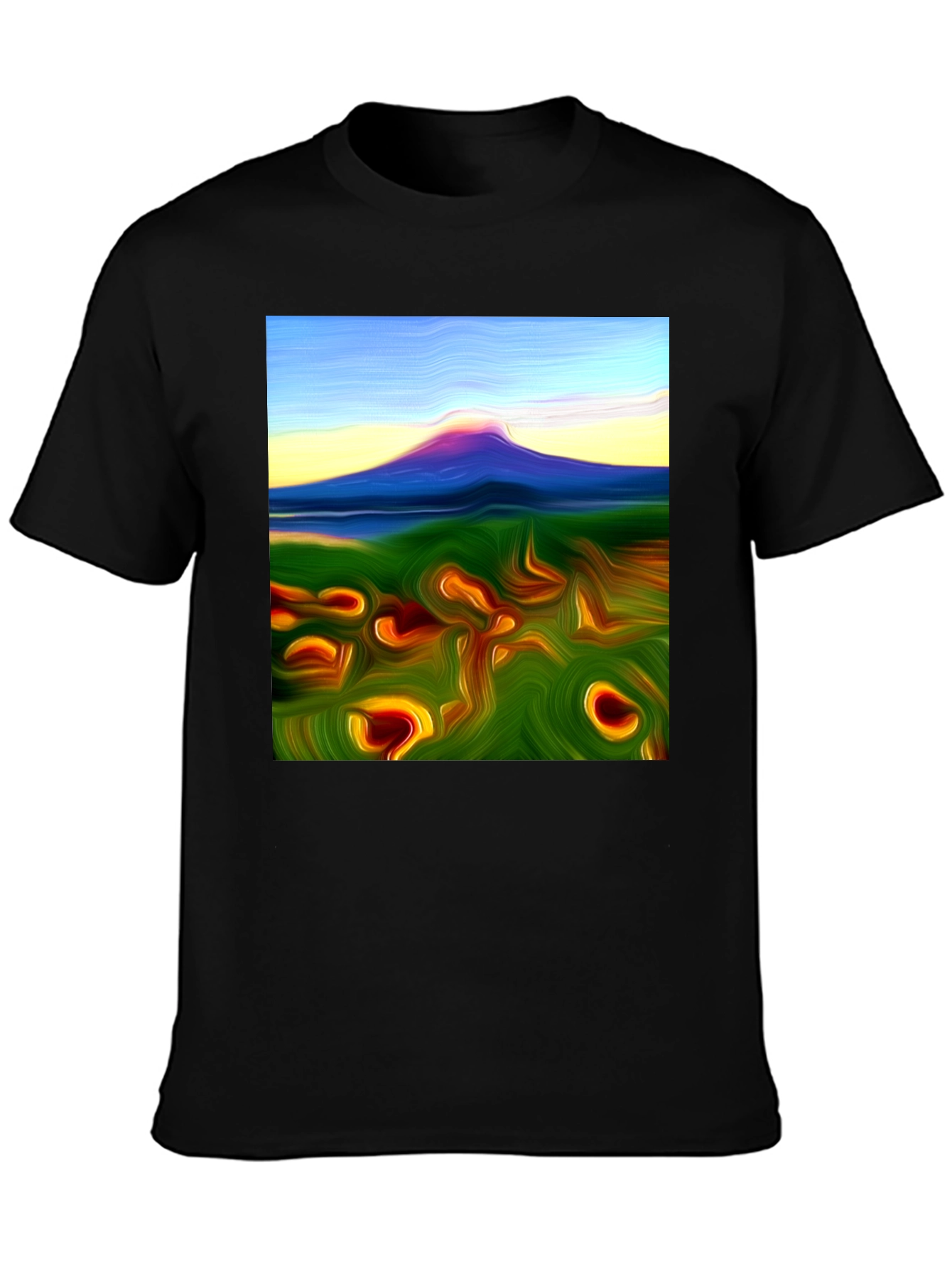 Black Abstract Mountain Graphic Tee - Artistic Style view 3