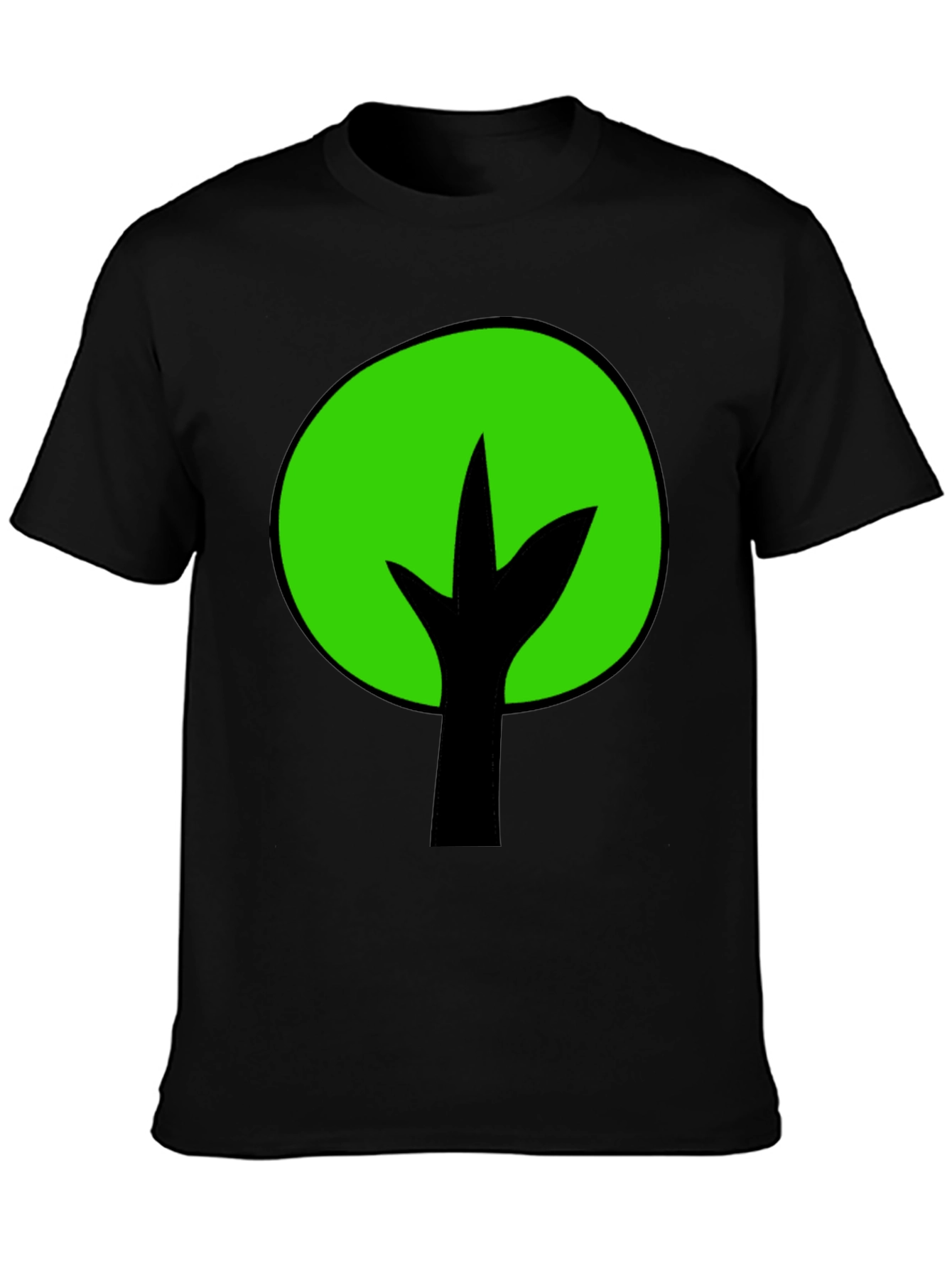 Black Green Tree Graphic Tee - Black Cotton Blend view 3