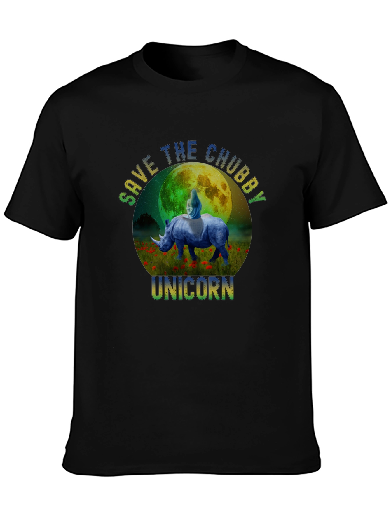 Black Save The Chubby Unicorn Graphic T-Shirt view 3