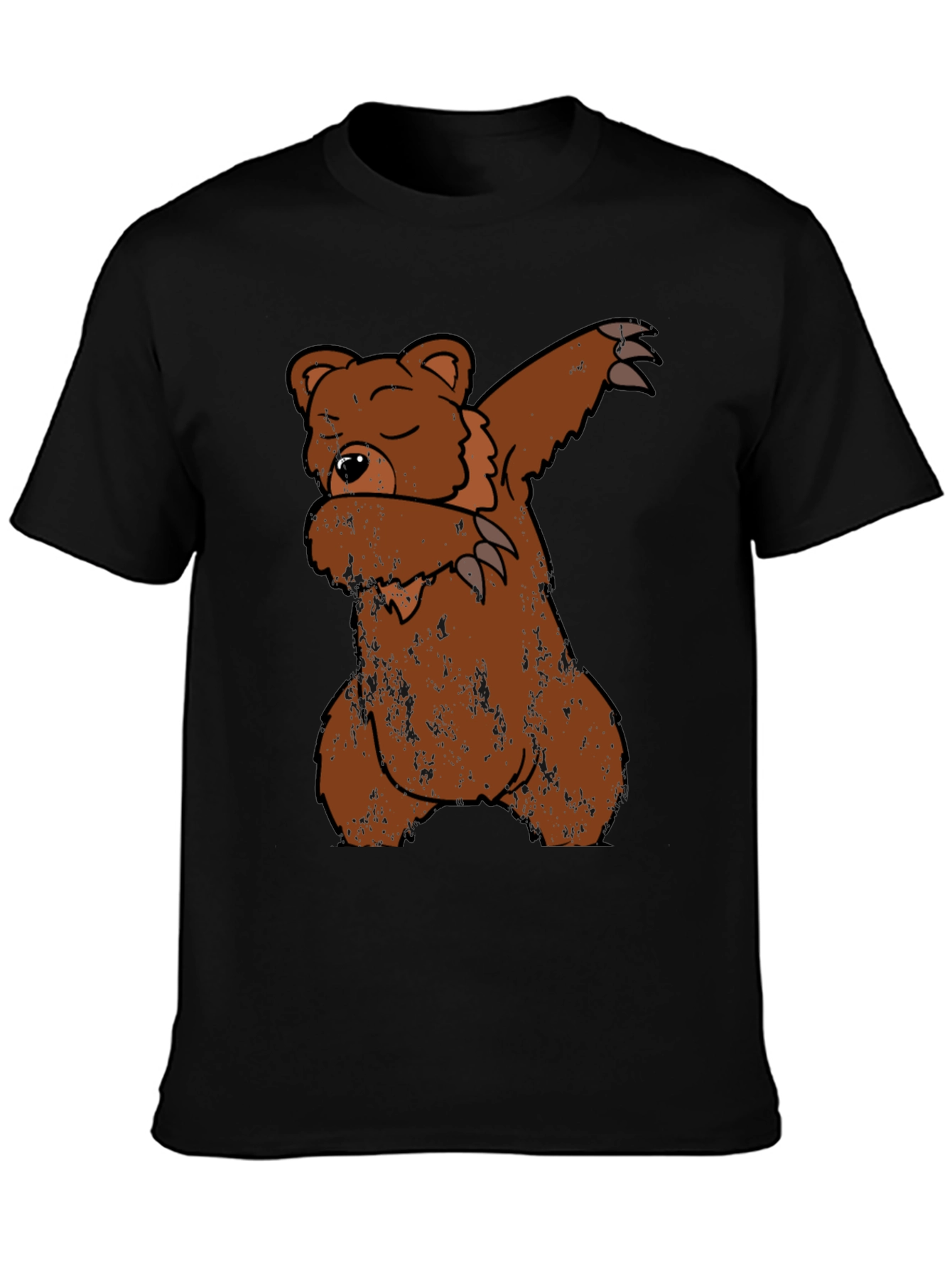 Black Dabbing Bear Graphic T-Shirt view 3