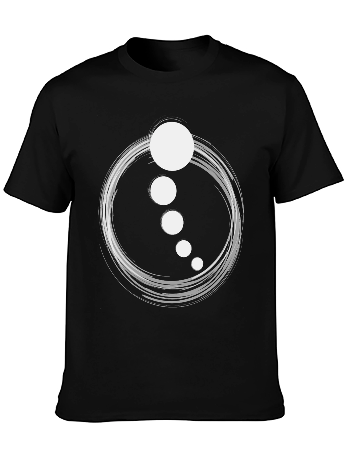 Black Abstract Circle Dot Graphic Tee - Casual Black T-Shirt view 3