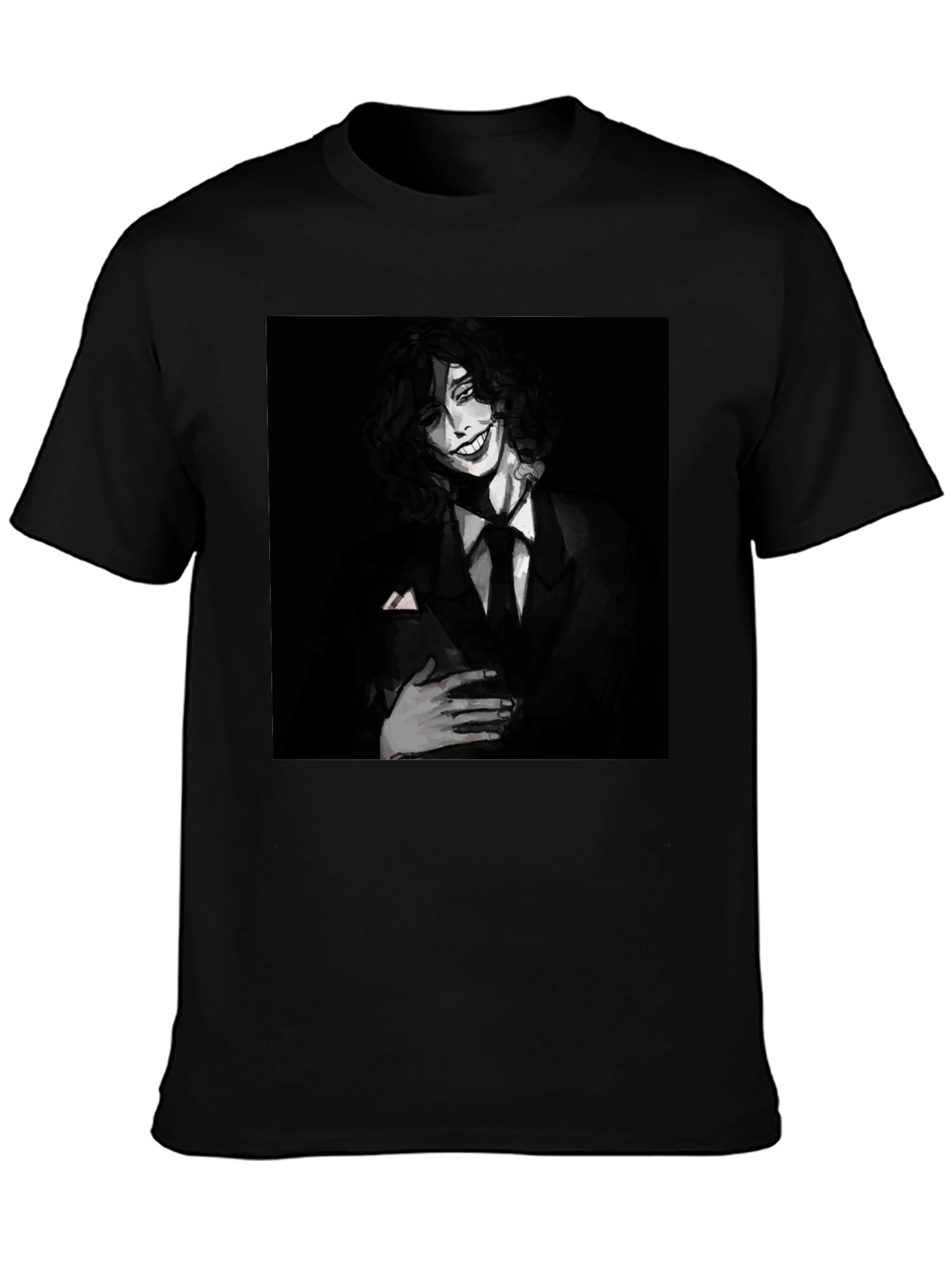 Black Monochrome Joker Graphic Tee - Dark Humor Fashion view 3