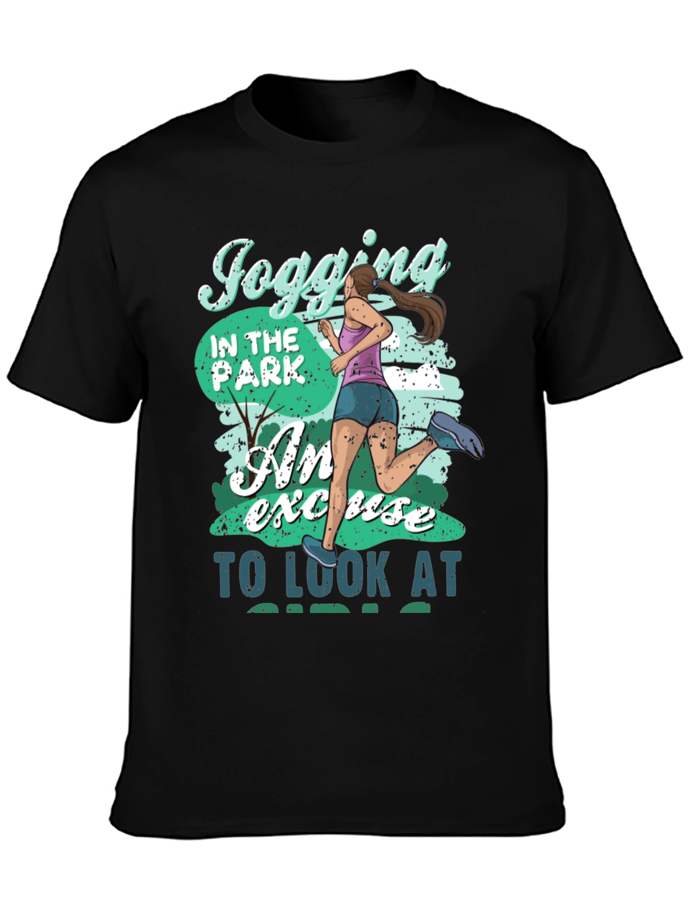 Black Jogging in the Park Funny T-Shirt view 3