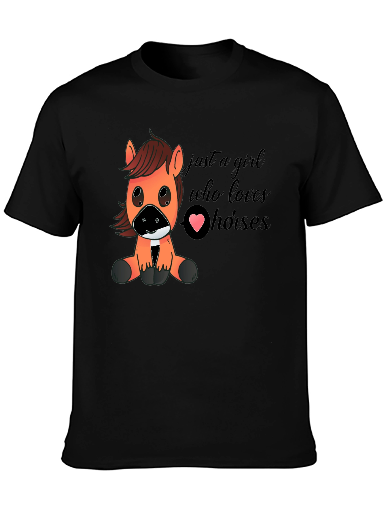 Black Cute Horse Lover T-Shirt - Just A Girl Who Loves Horses view 3