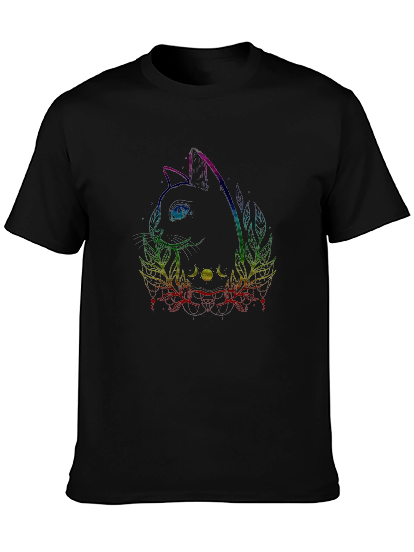 Black Mystic Cat Graphic Tee - Black view 3