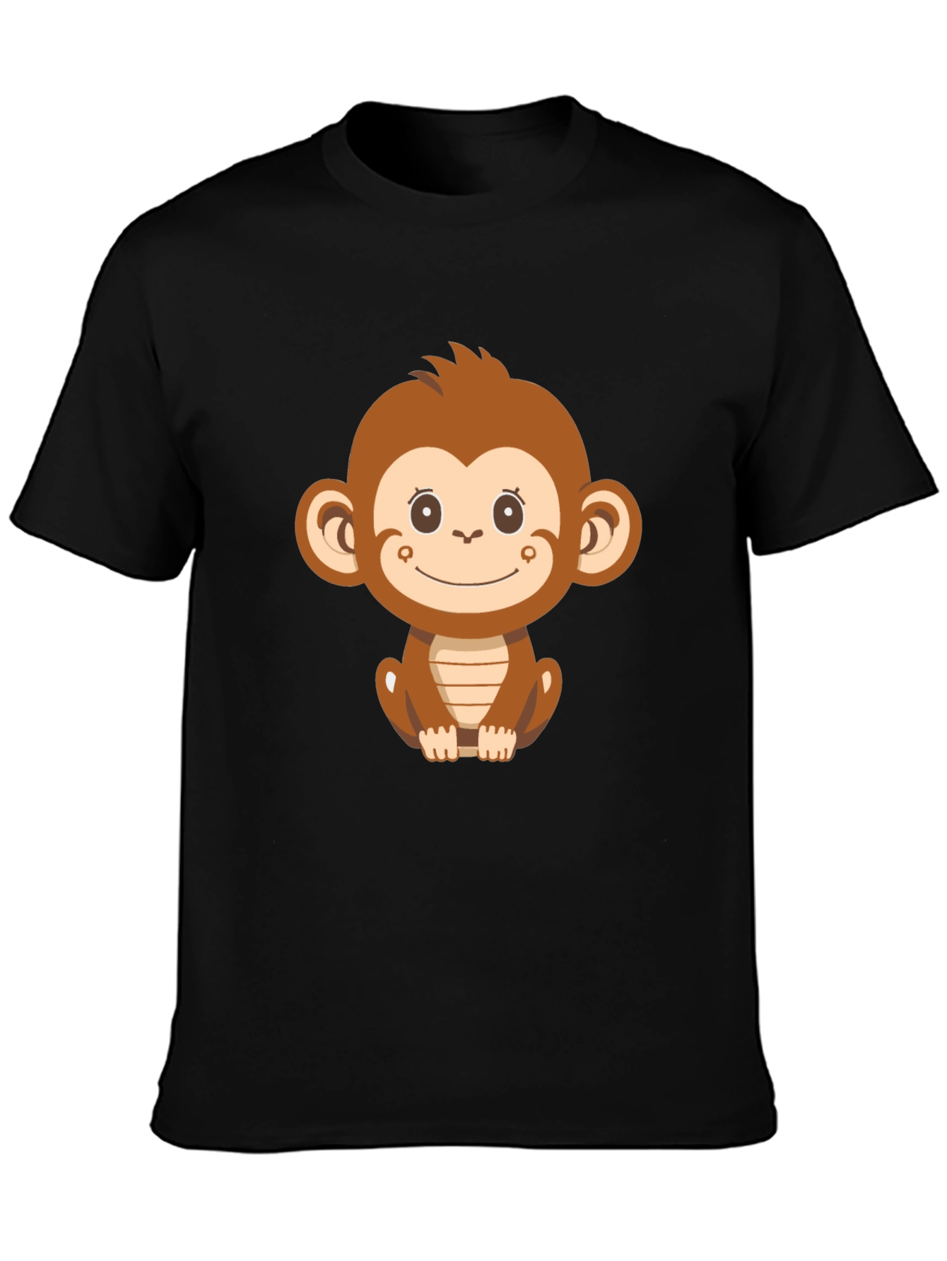 Cute Monkey Graphic T-Shirt - Black - 3