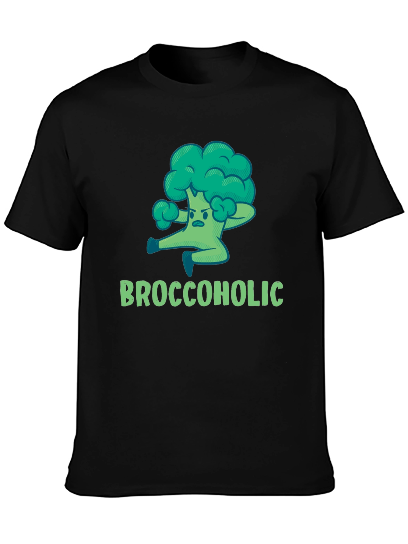 Black Broccoholic T-Shirt: Funny Broccoli Lover Tee view 3