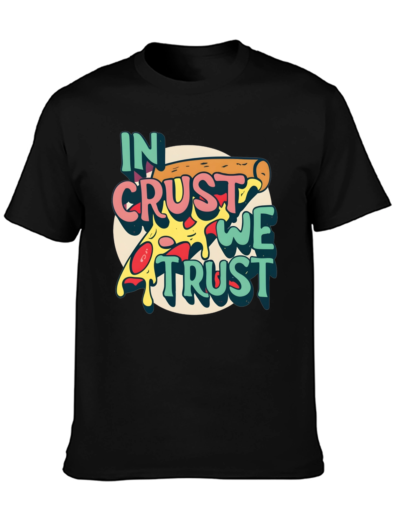 Black In Crust We Trust Pizza Graphic T-Shirt view 3