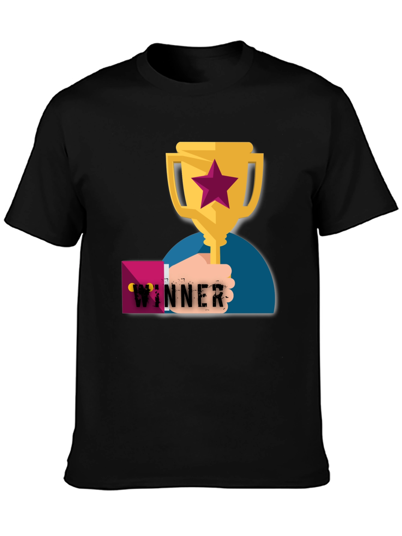 Black Winner Graphic Tee - Black Cotton T-Shirt view 3