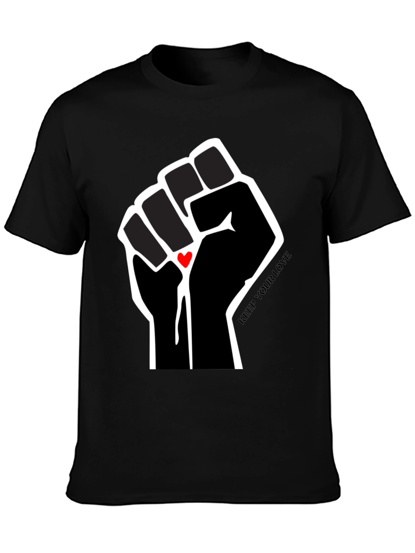Black Keep Your Love Fist Graphic T-Shirt view 3