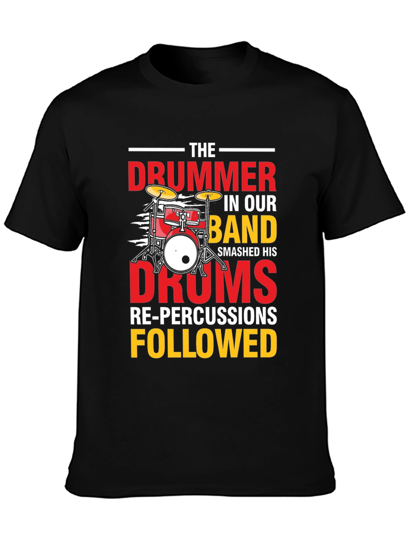 Black Drummer T-Shirt - Funny Band Re-Percussions Tee view 3