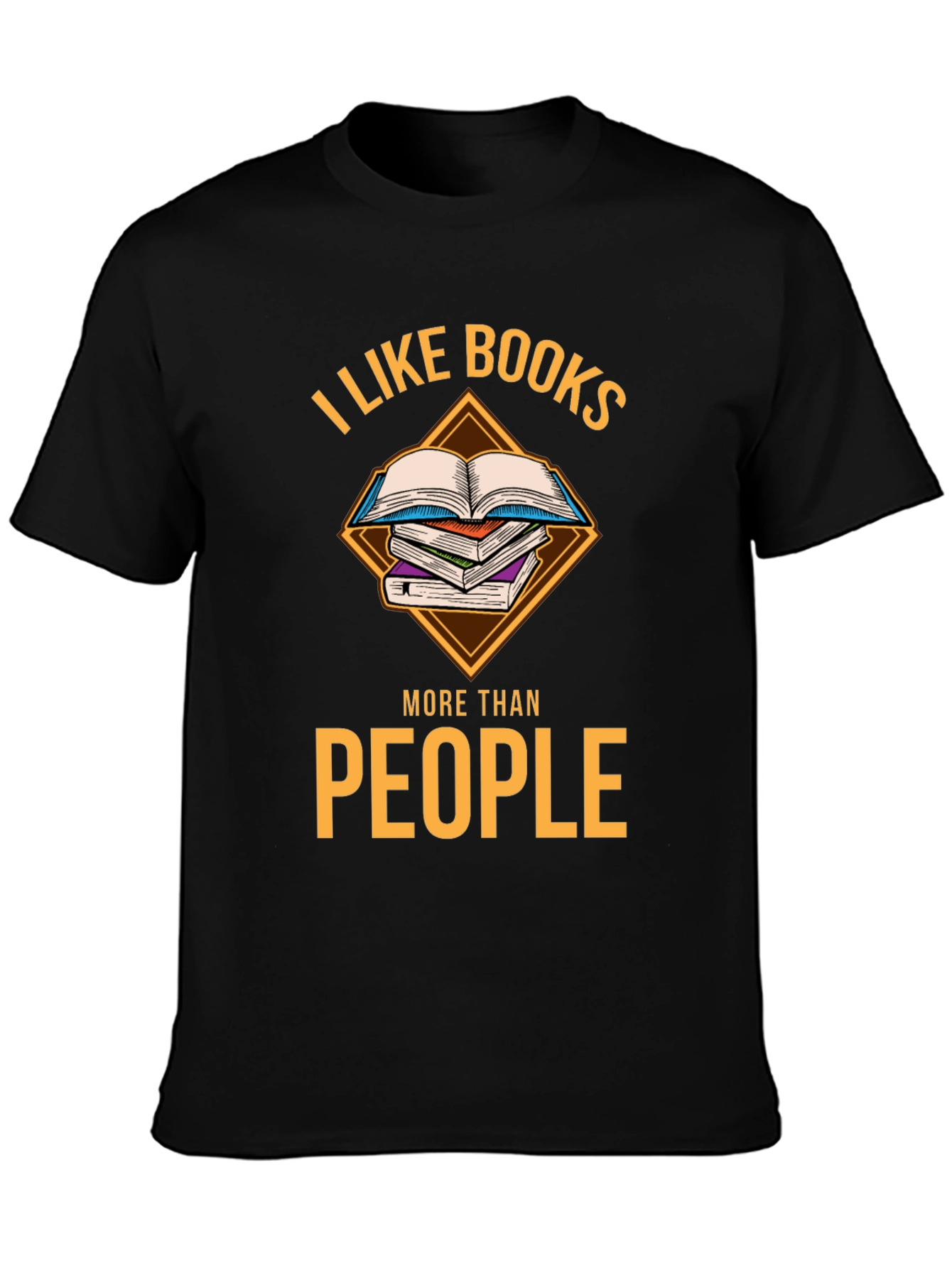 Black I Like Books More Than People T-Shirt view 3