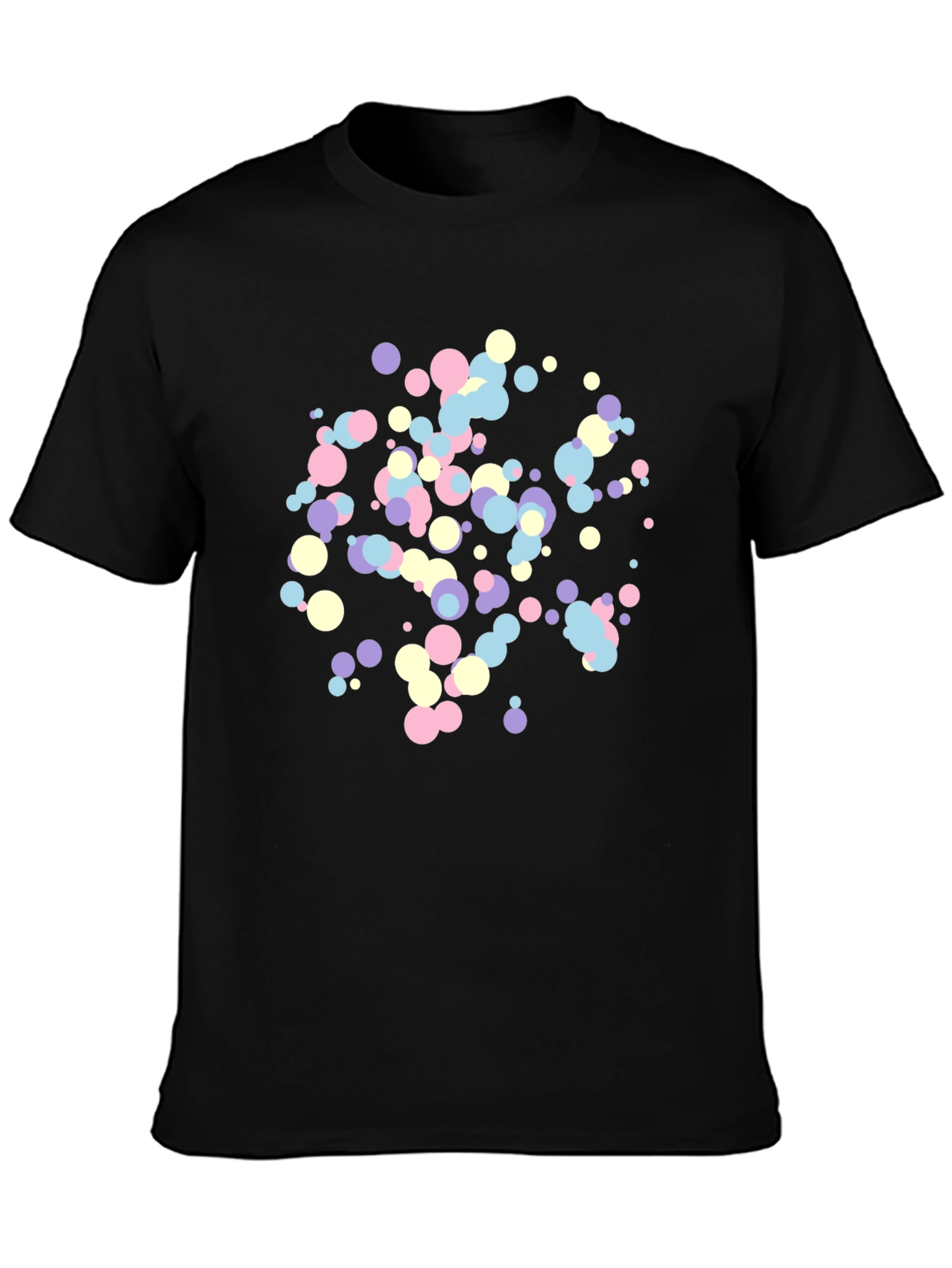 Black Colorful Dots Graphic Print Men's Black T-Shirt view 3