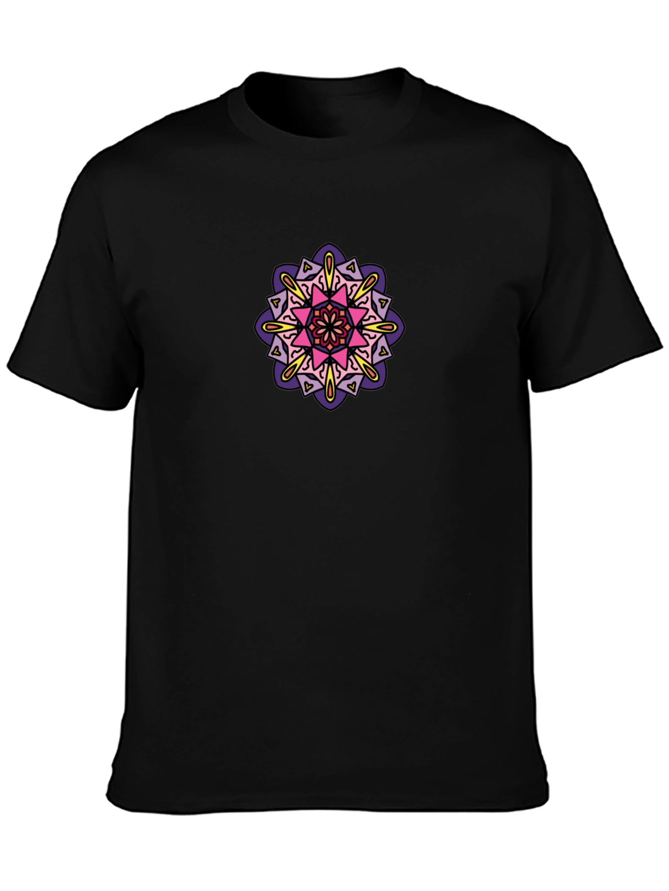Black Black Tee with Colorful Mandala Design view 3