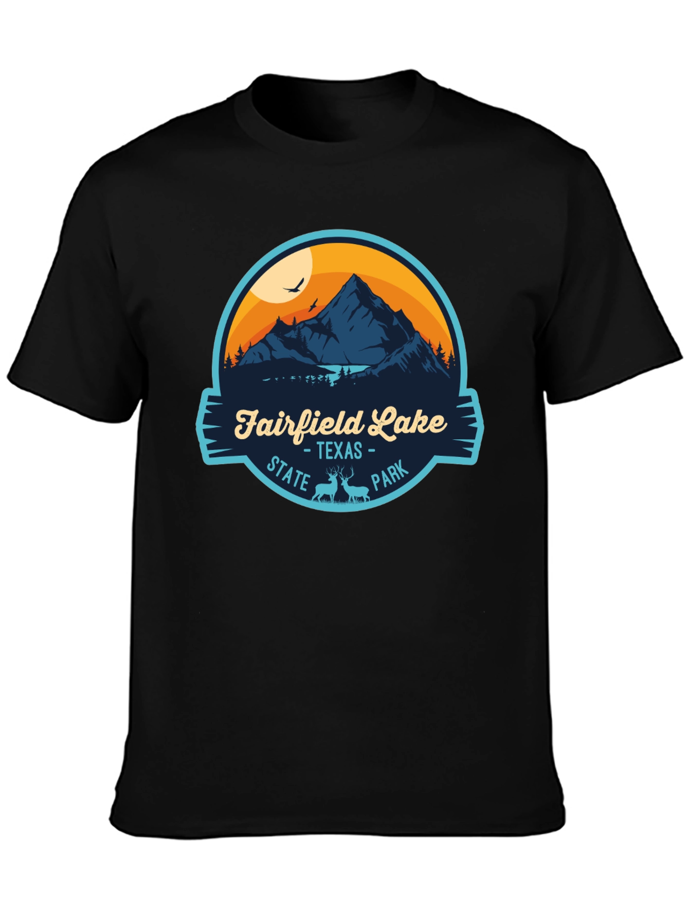 Black Fairfield Lake State Park Graphic T-Shirt view 3