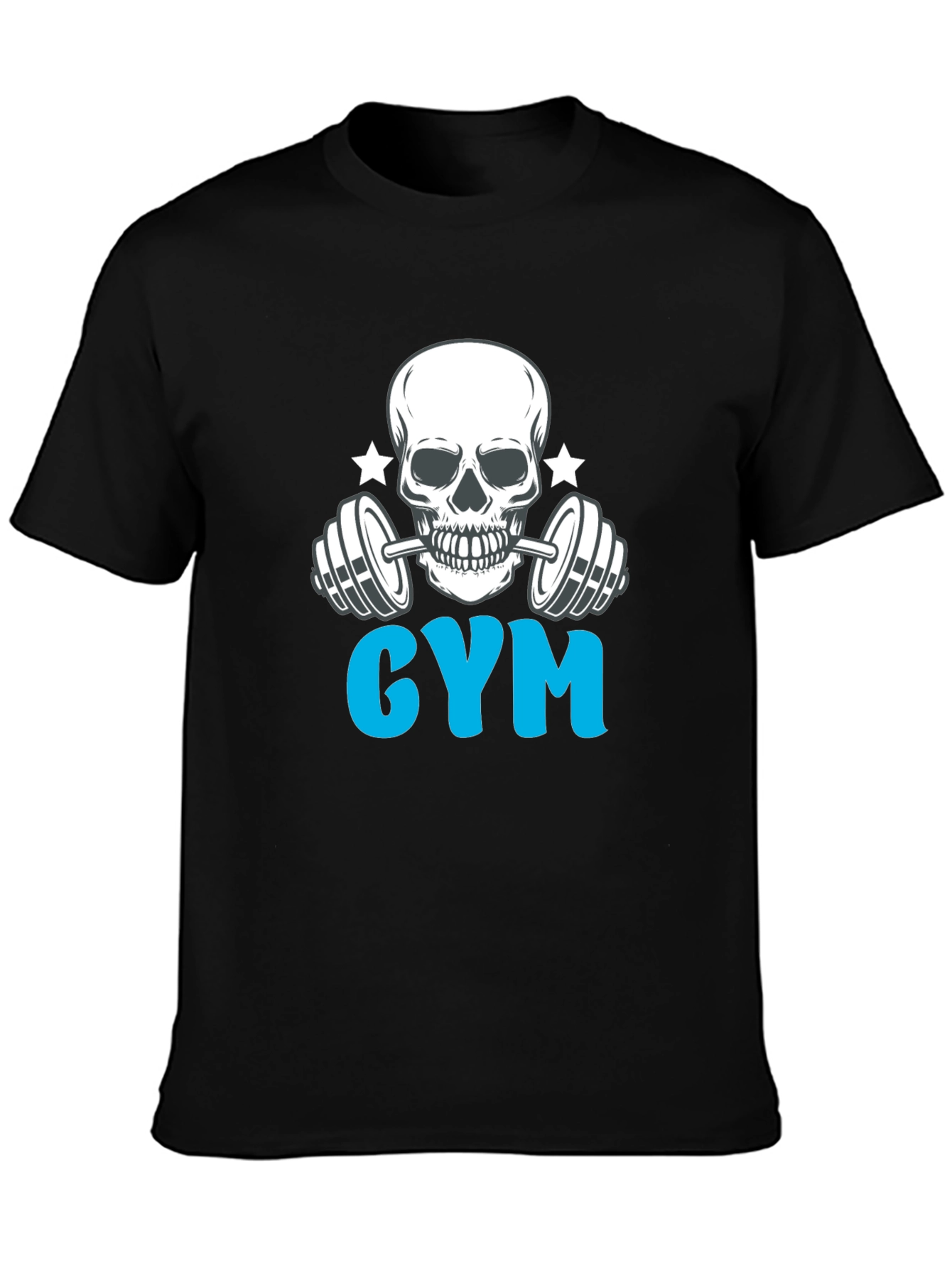 Black Gym Skull Graphic Black T-Shirt view 3